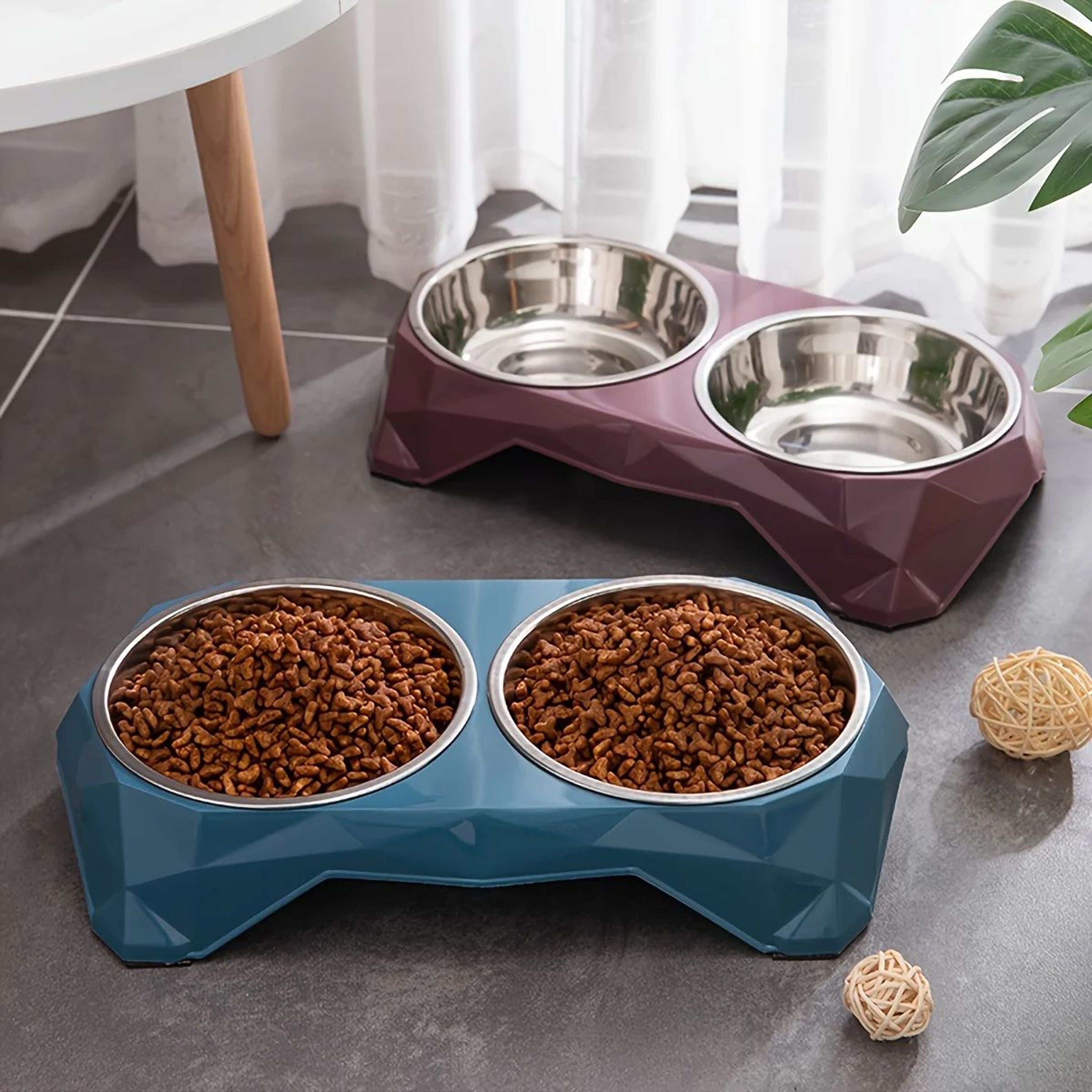Stainless Steel Double Pet Food Bowl Set 3