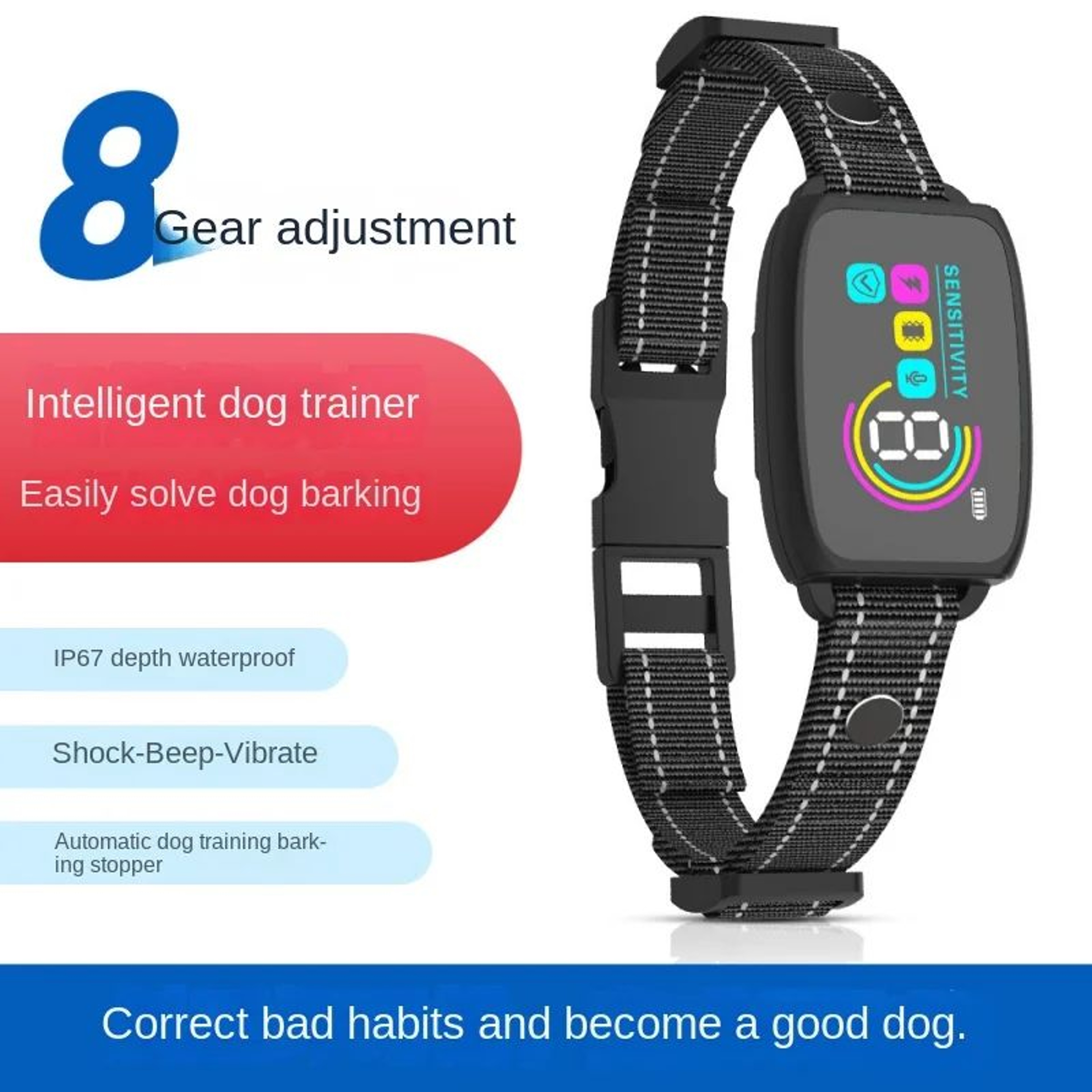 Waterproof Intelligent Anti Bark Dog Training Collar 3