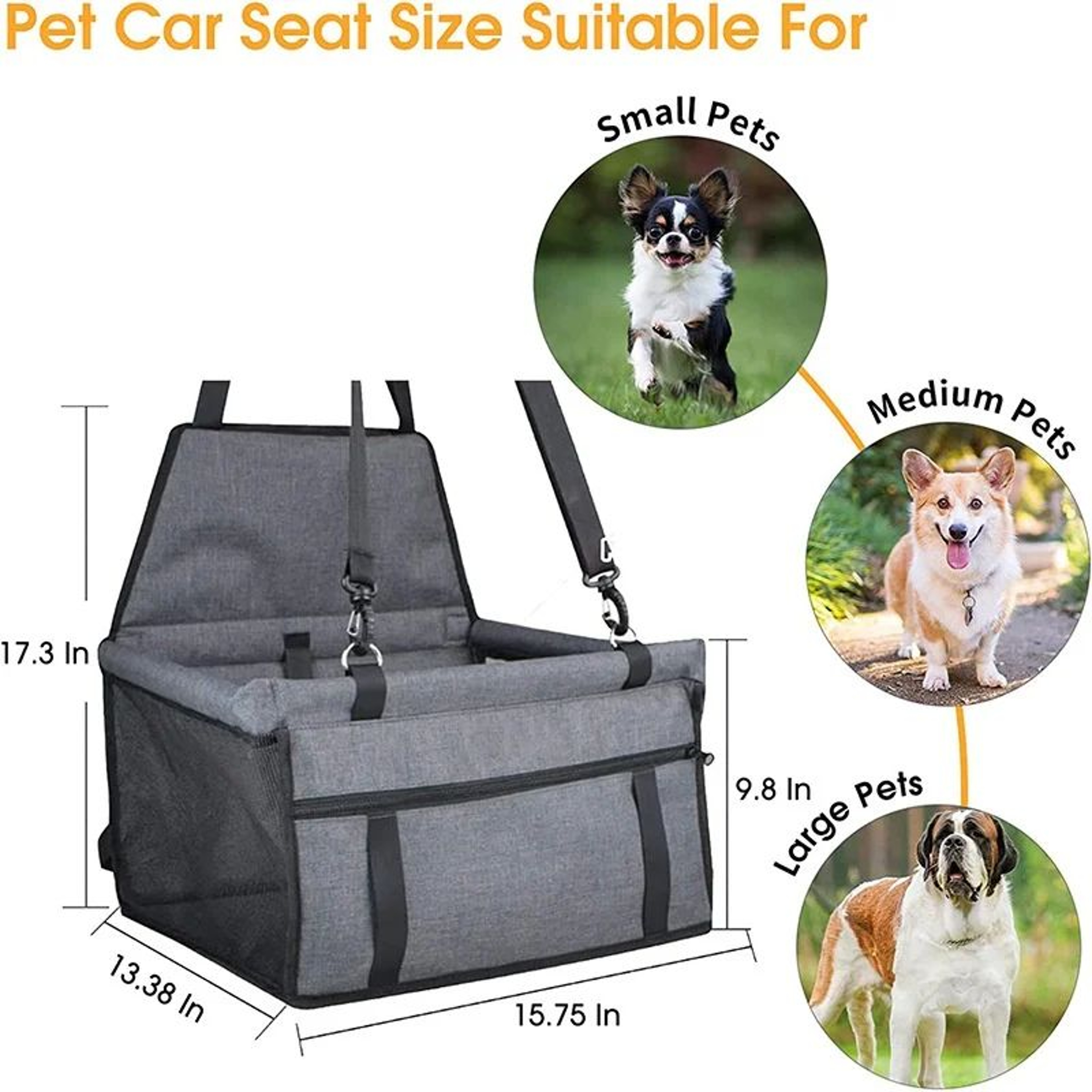 Foldable Dog Car Seat Hammock With Safety Harness 5