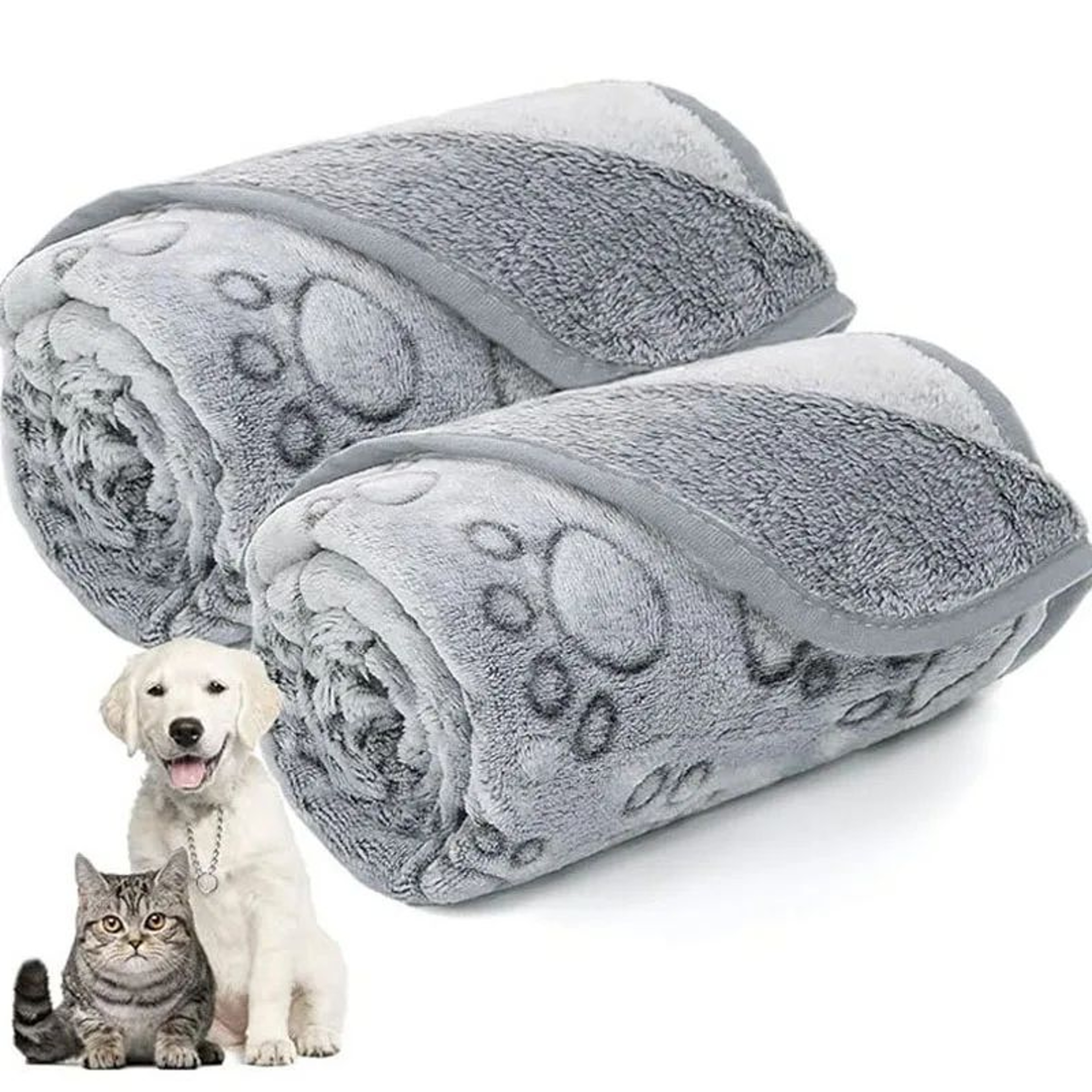 Soft Fluffy Paw Print Pet Blanket Set 6
