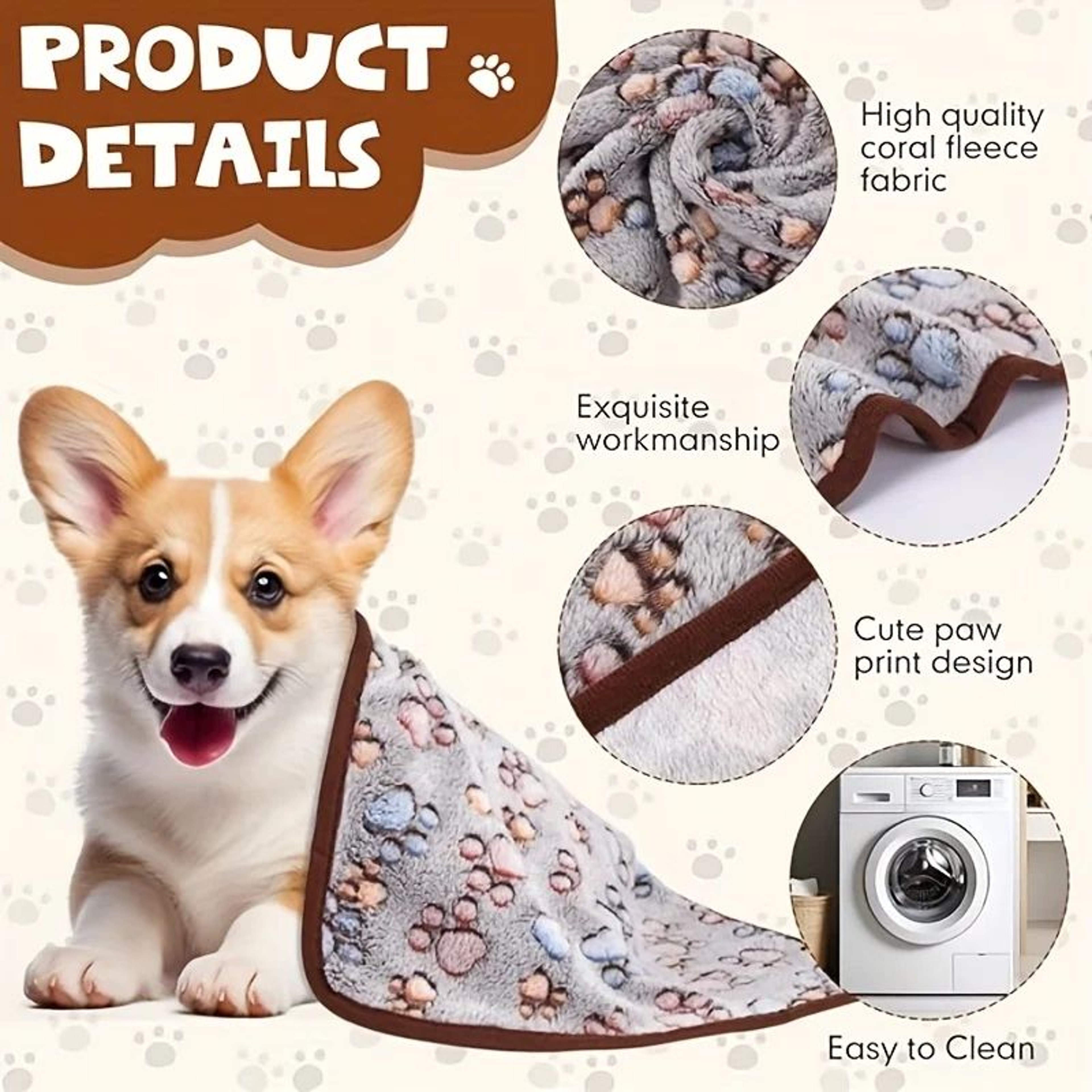 Soft Flannel Paw Print Pet Blanket 1