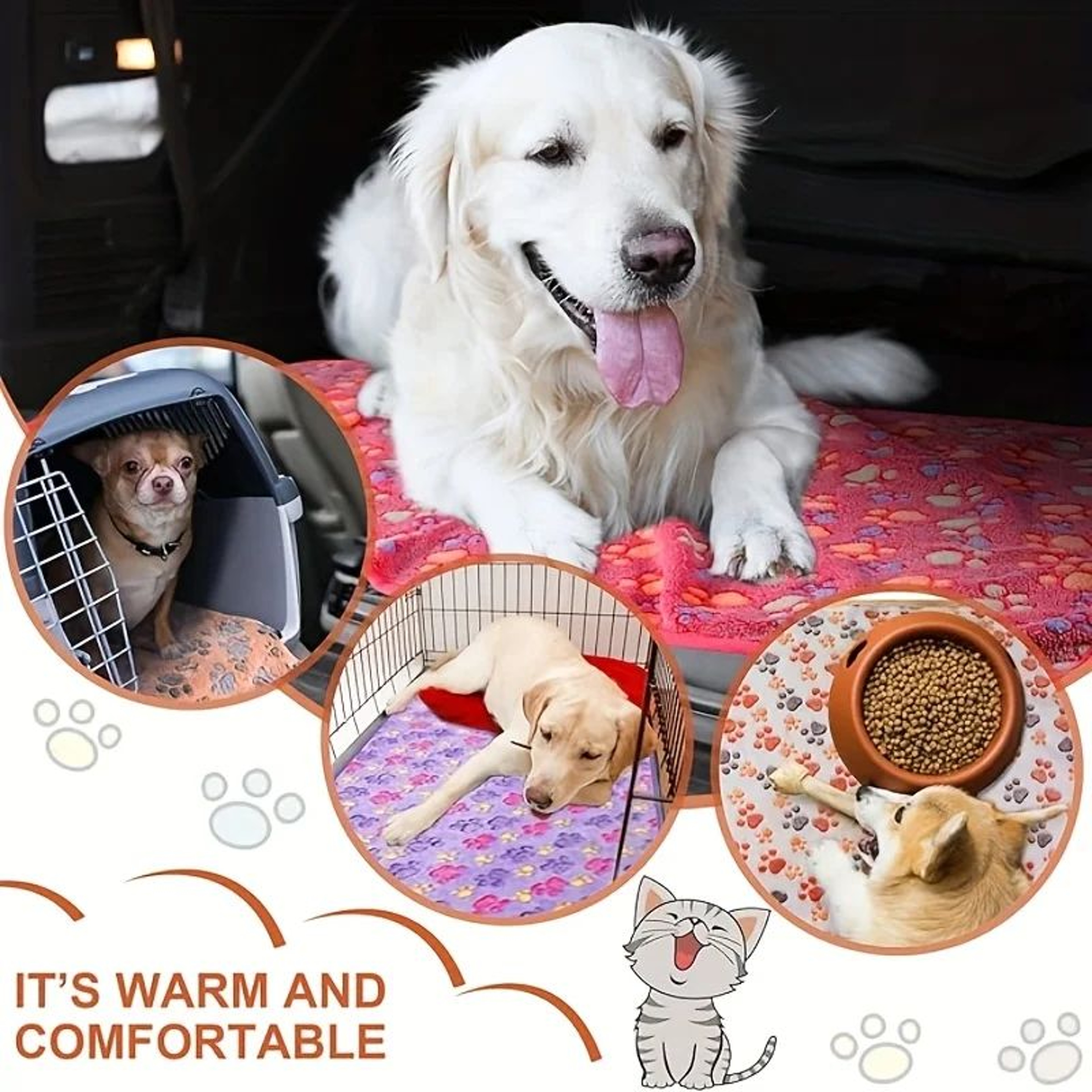 Soft Flannel Paw Print Pet Blanket 2