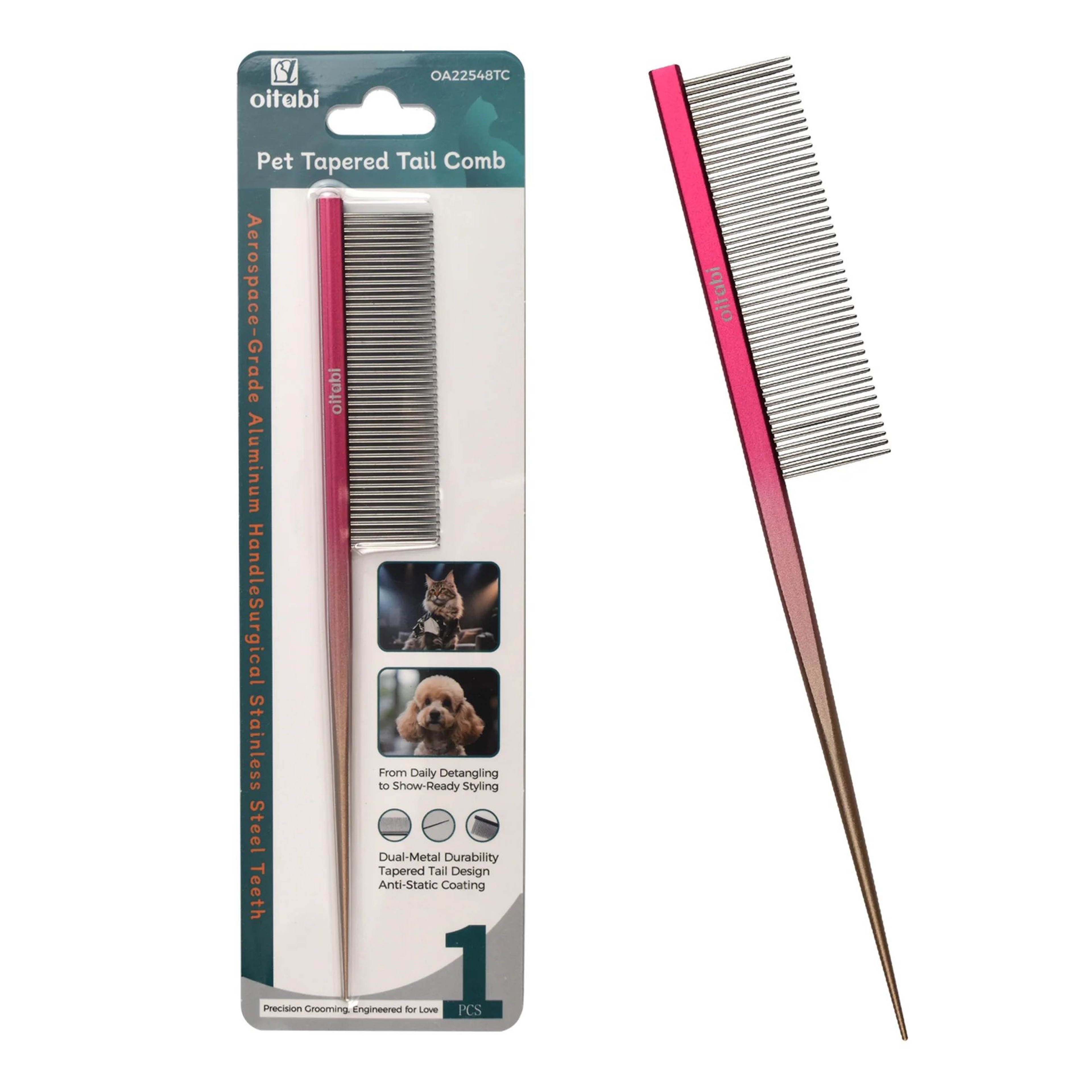 Professional Gradient Pet Grooming Tail Comb 10