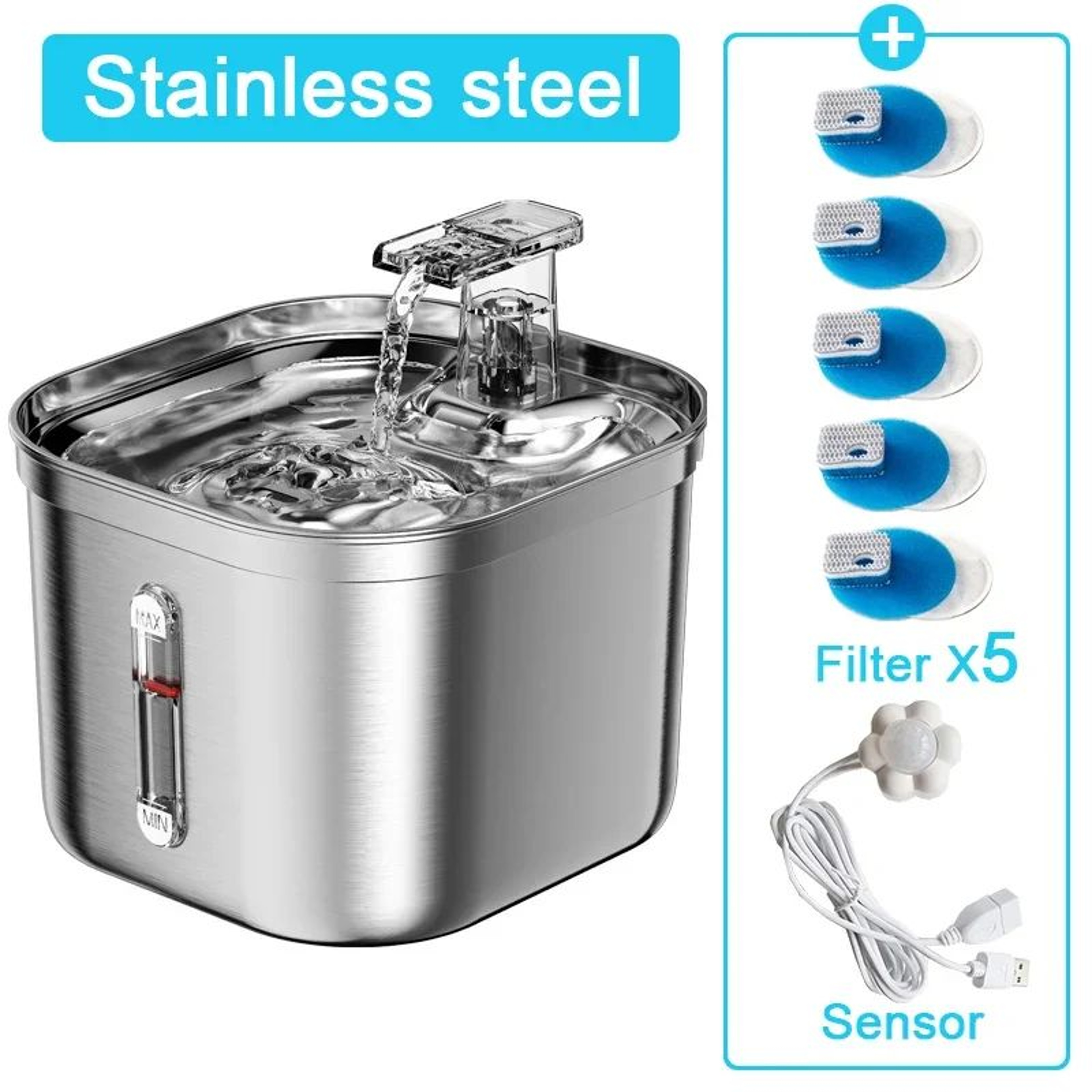 Stainless Steel Automatic Pet Water Fountain With Sensor 18