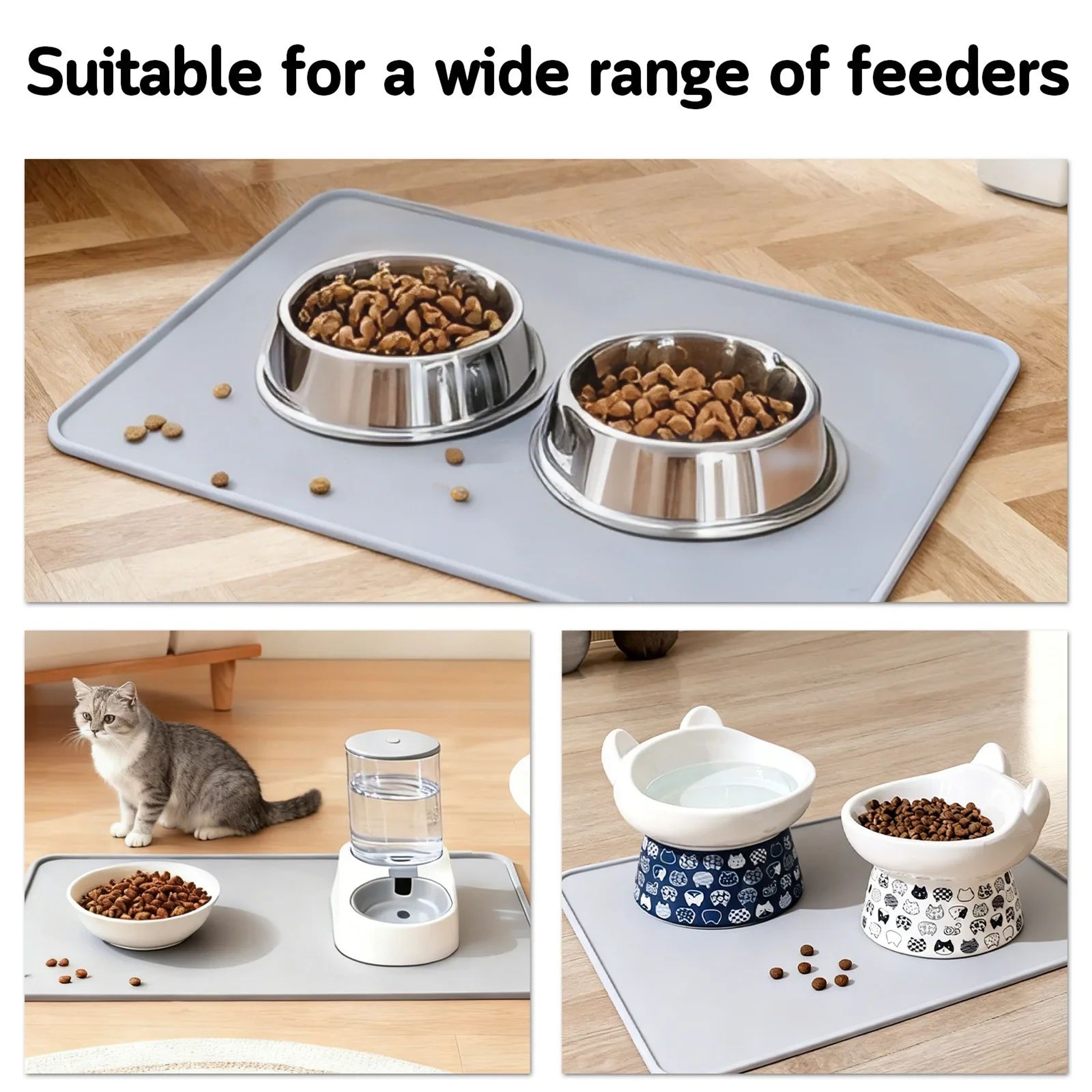 Waterproof Silicone Pet Feeding Mat With Raised Edge 1