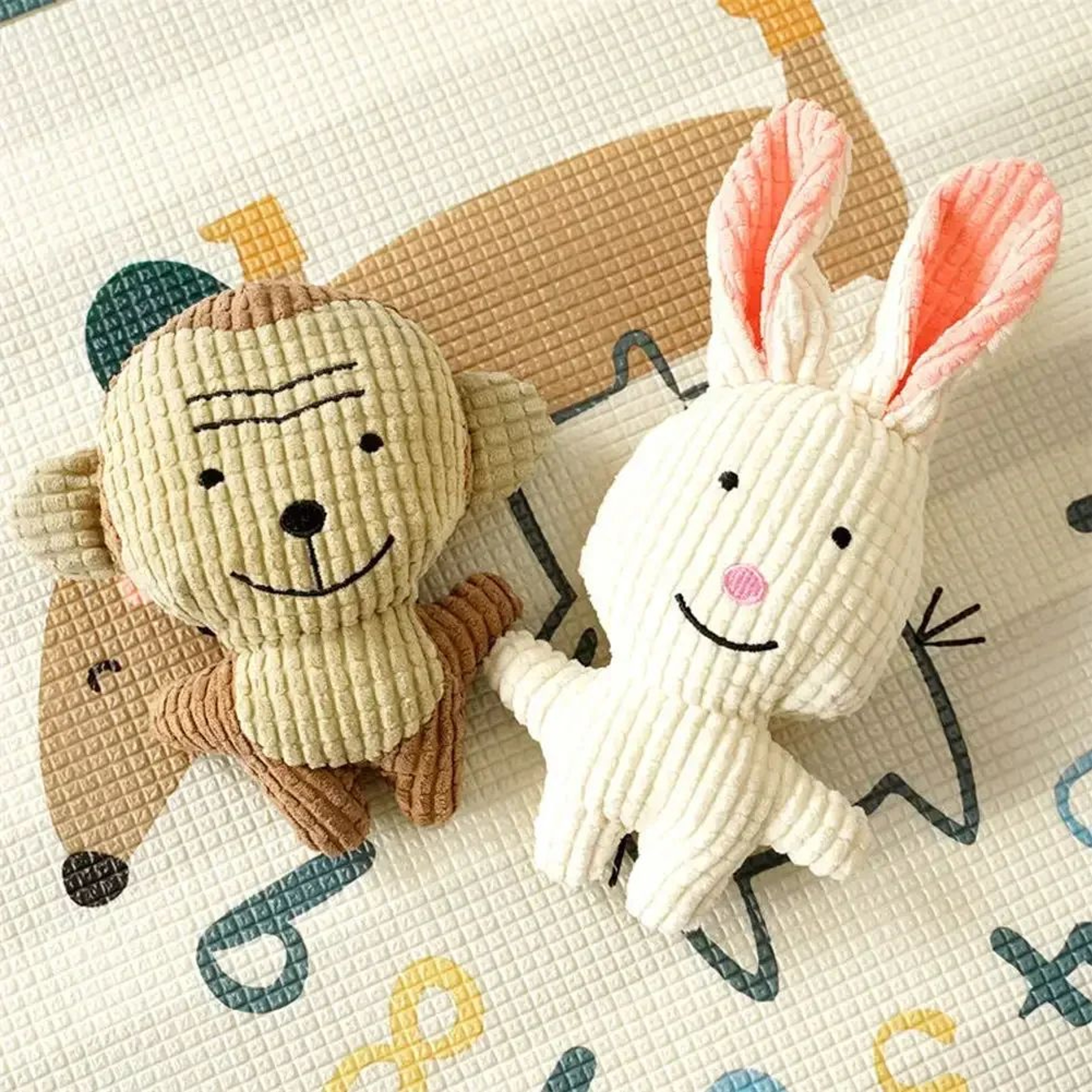 Plush Corduroy Squeaky Dog Chew Toy 4