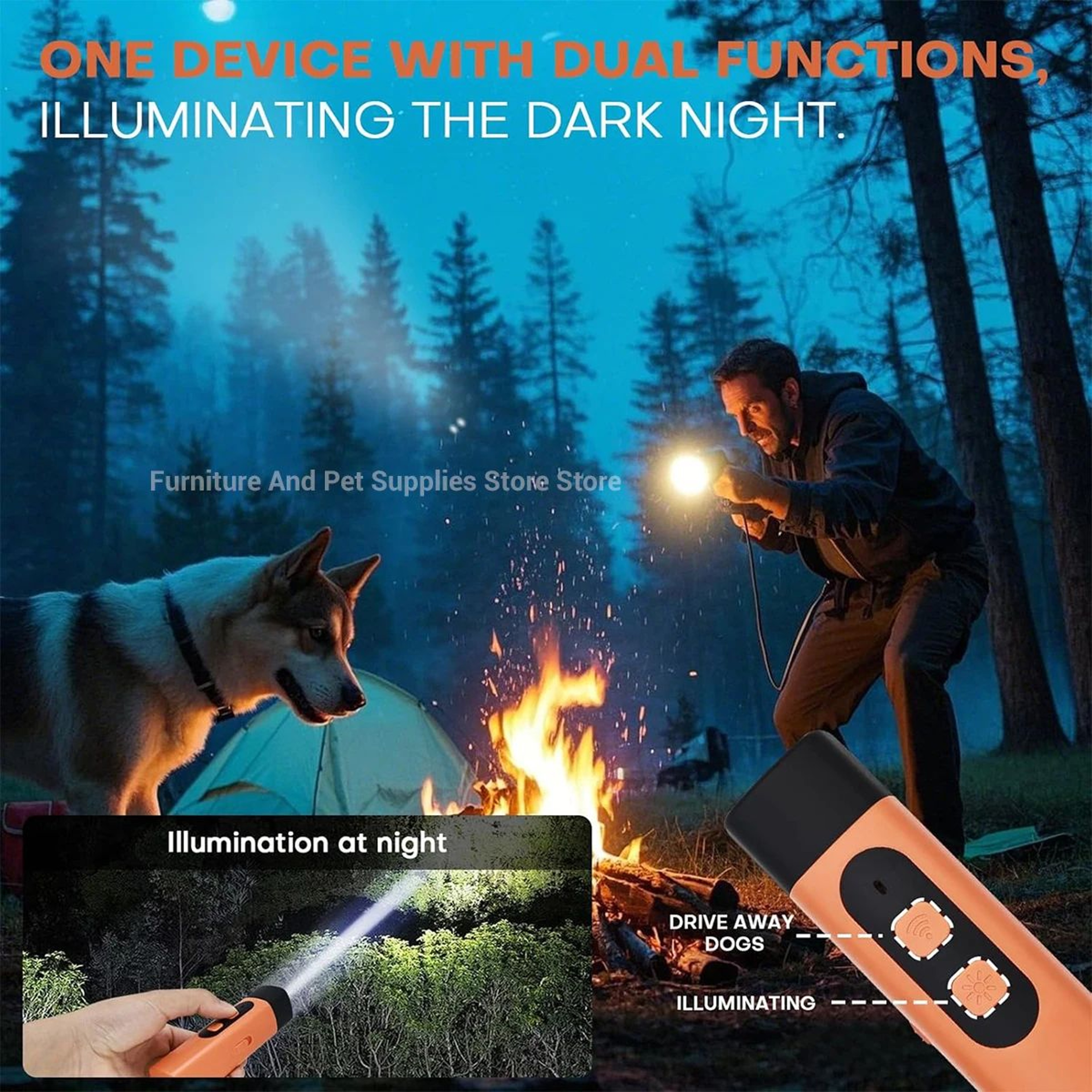 Ultrasonic Dog Repeller And Training Device With LED Flashlight 2