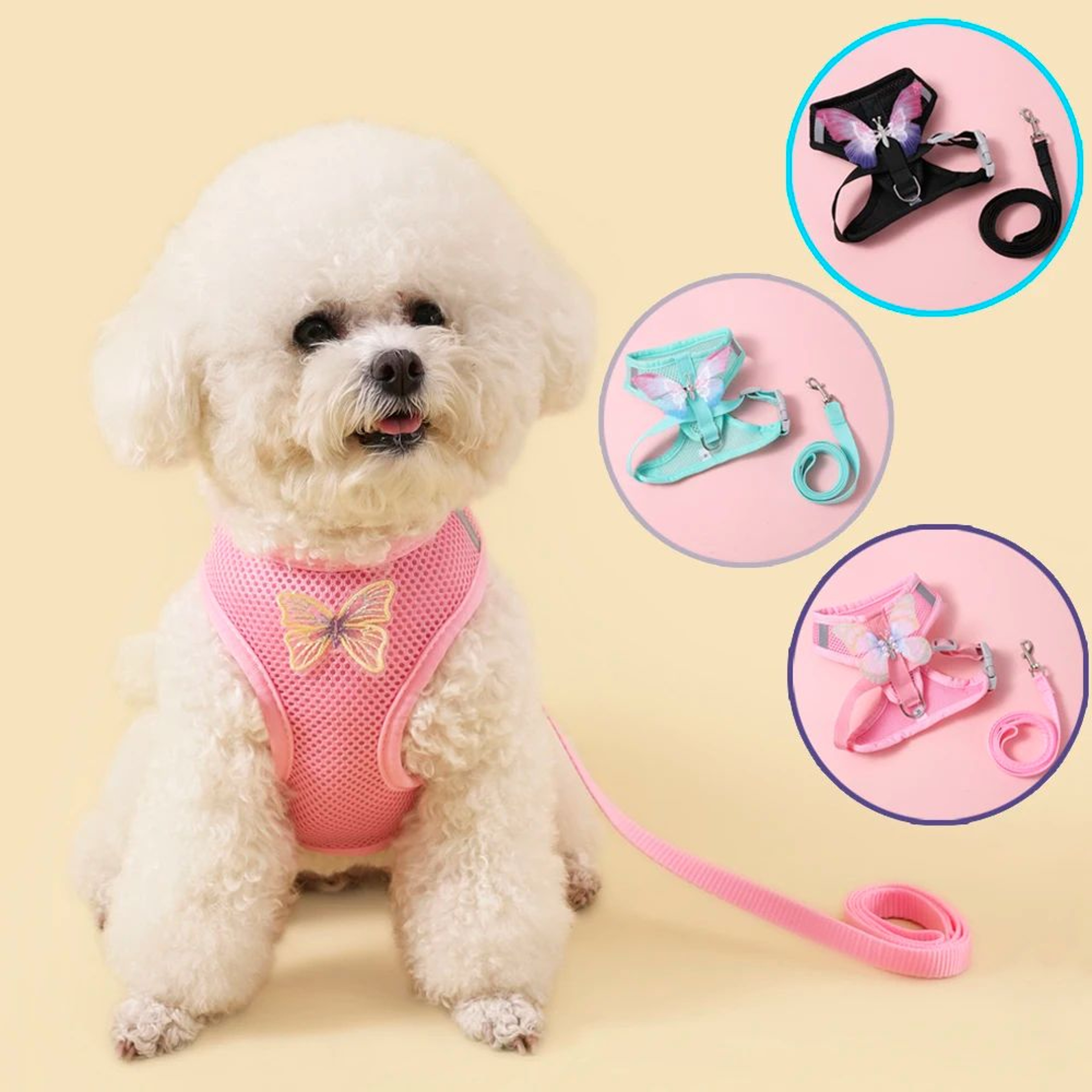 Breathable Butterfly Pet Harness And Leash Set 1