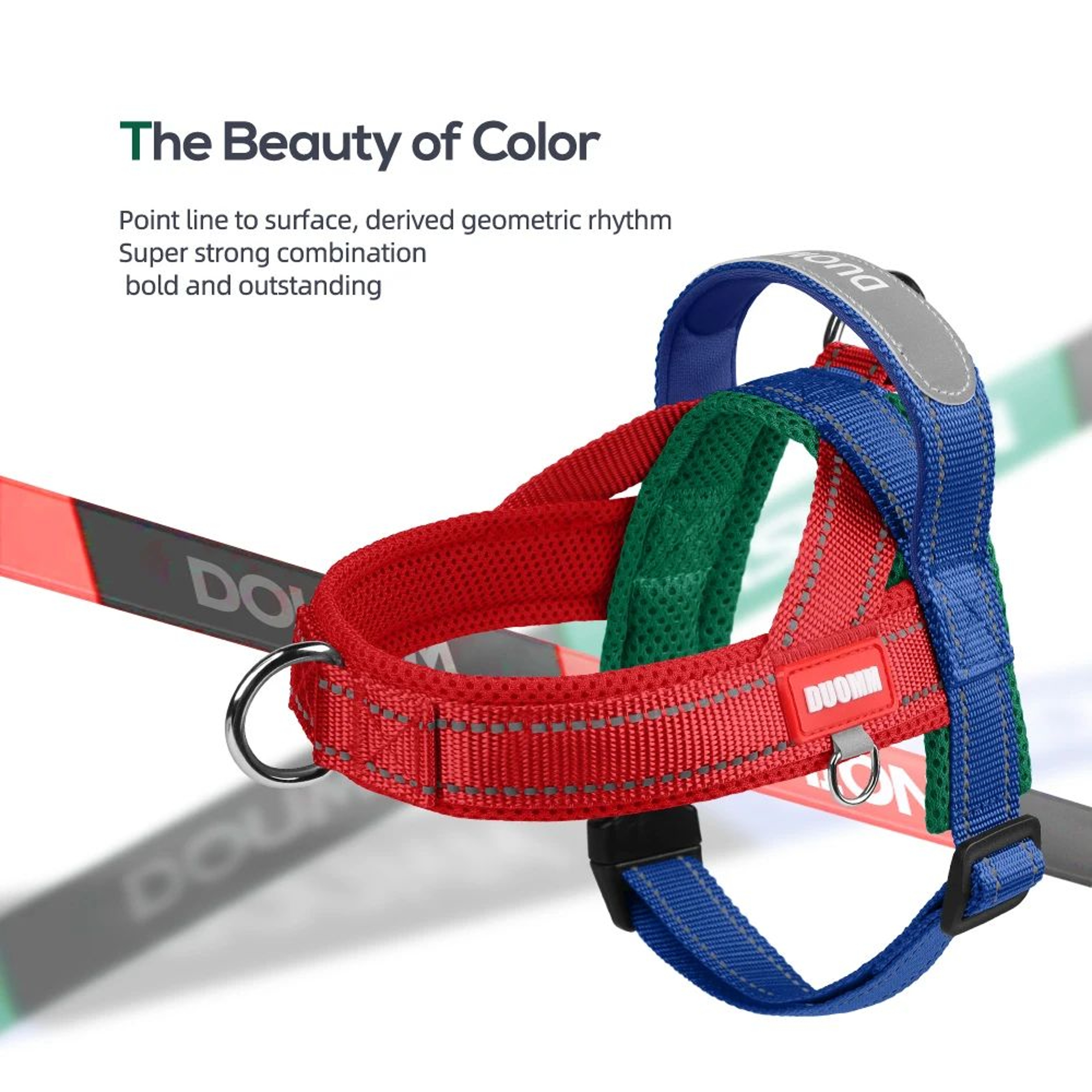 Reflective Two Tone Dog Chest Harness With Handle 1
