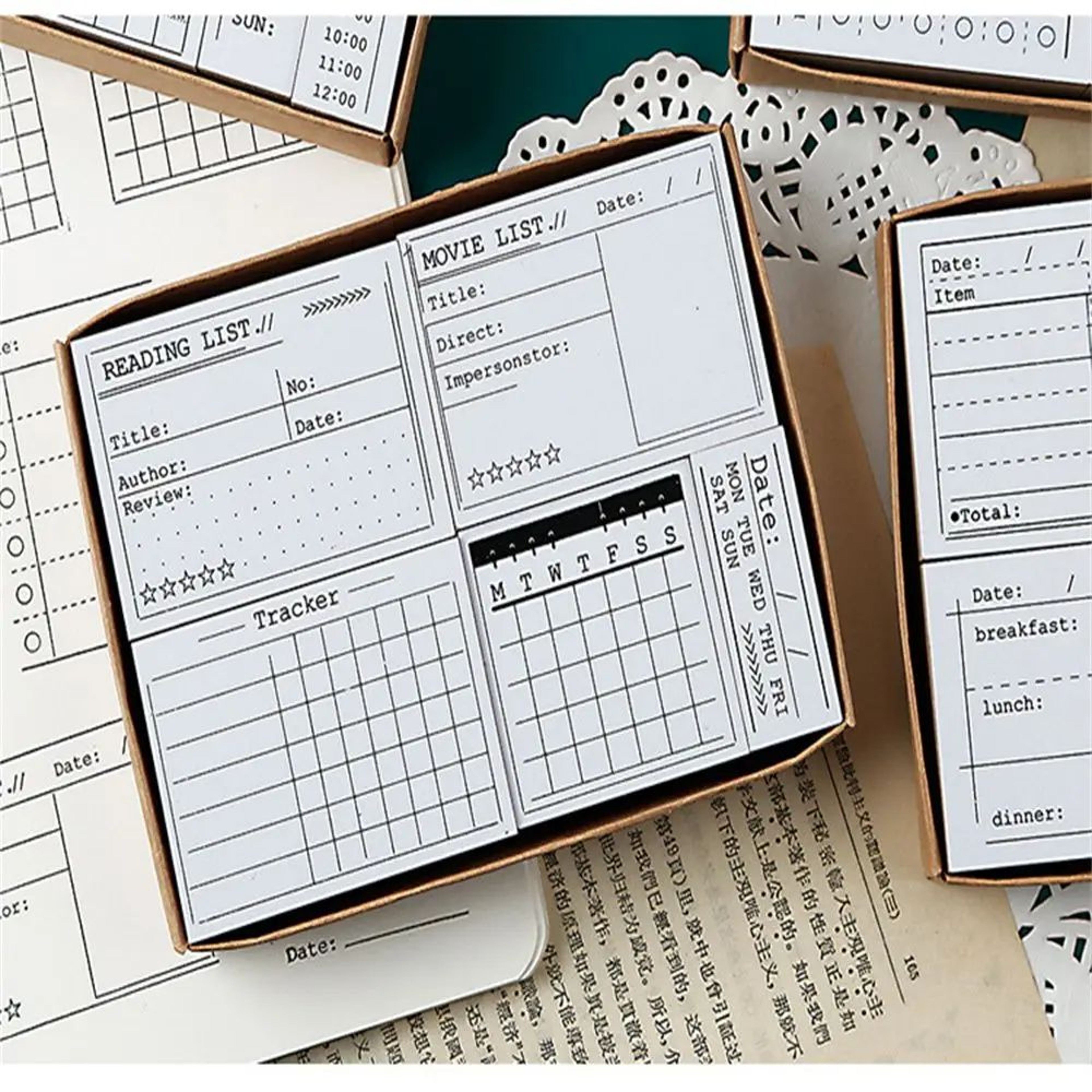 Wooden Journal Stamp Set For Scrapbooking Planner 0