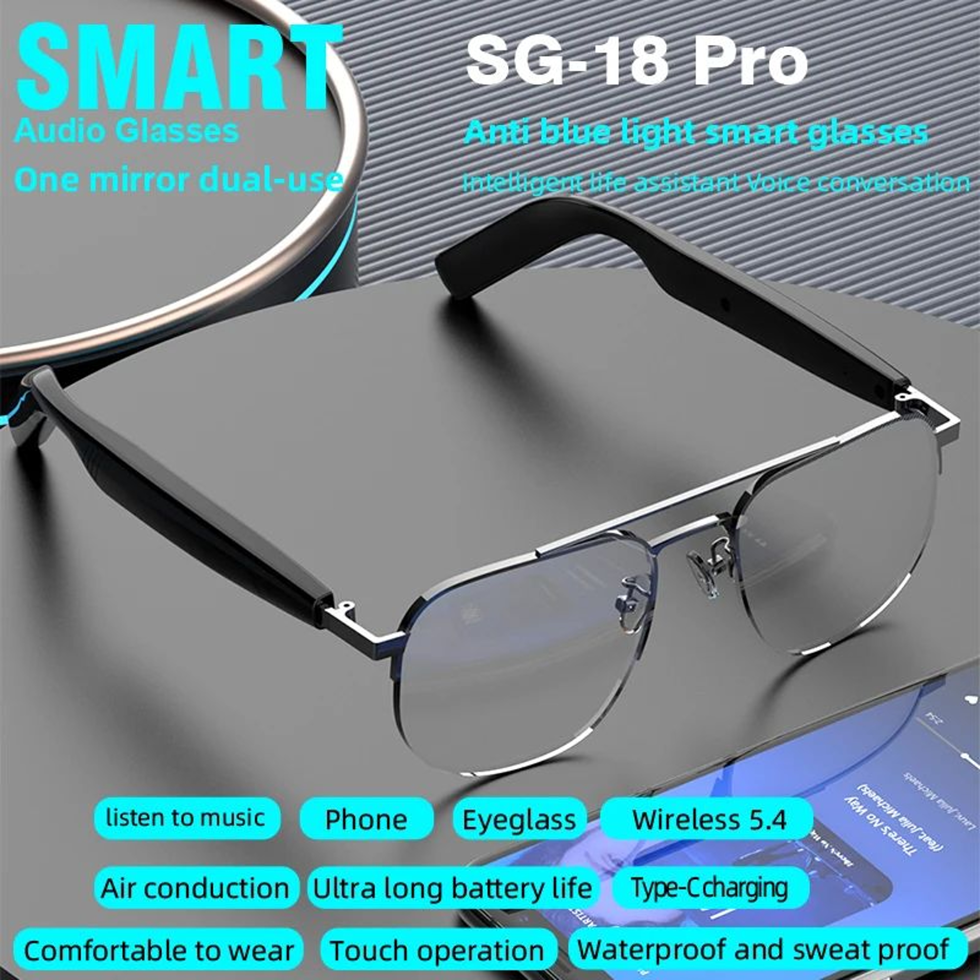SG15 Pro Smart Audio Glasses Anti Blue Light Sunglasses 3