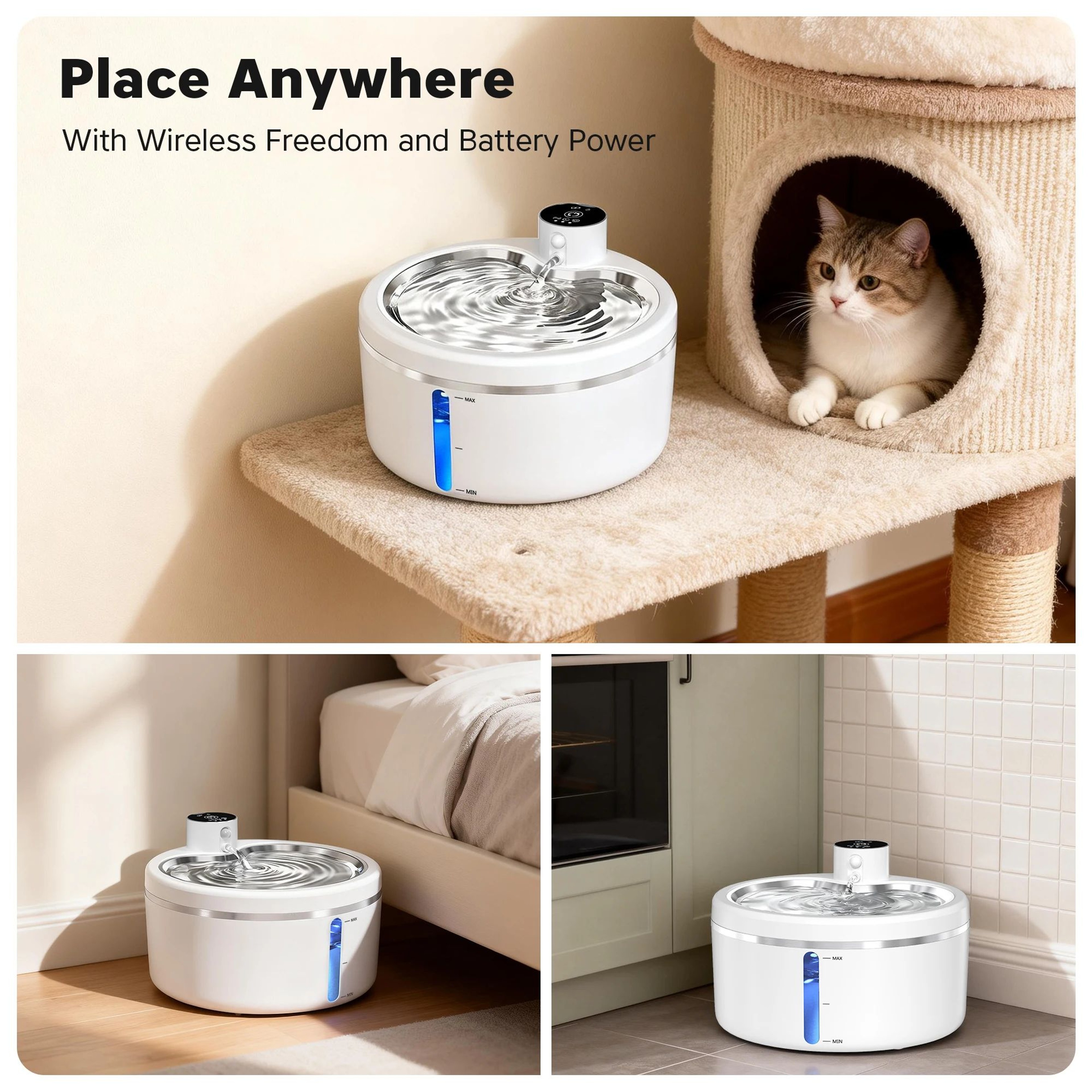 25L Smart Cat Water Fountain With Stainless Steel Tray 6