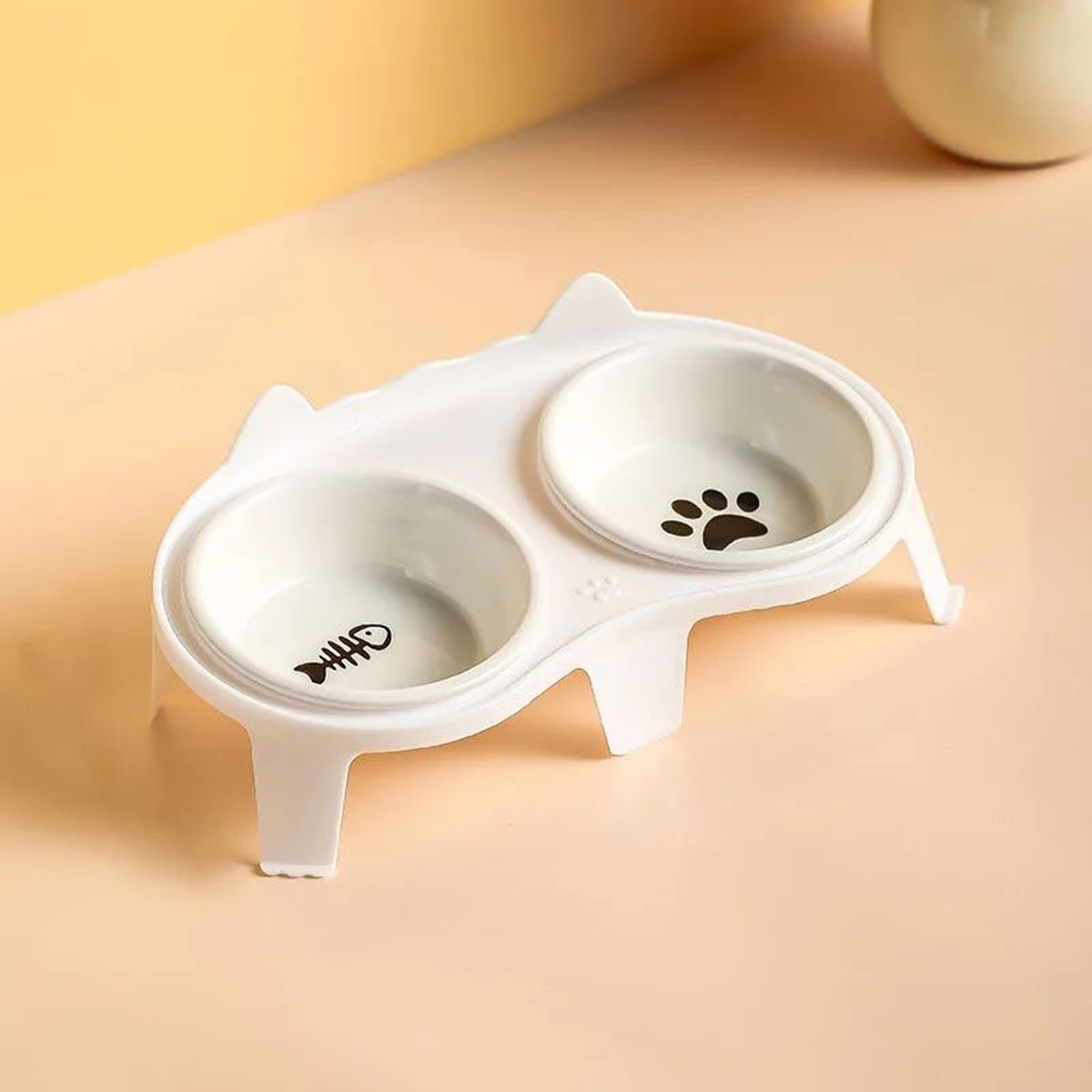Elevated Double Ceramic Cat Bowl Set 6