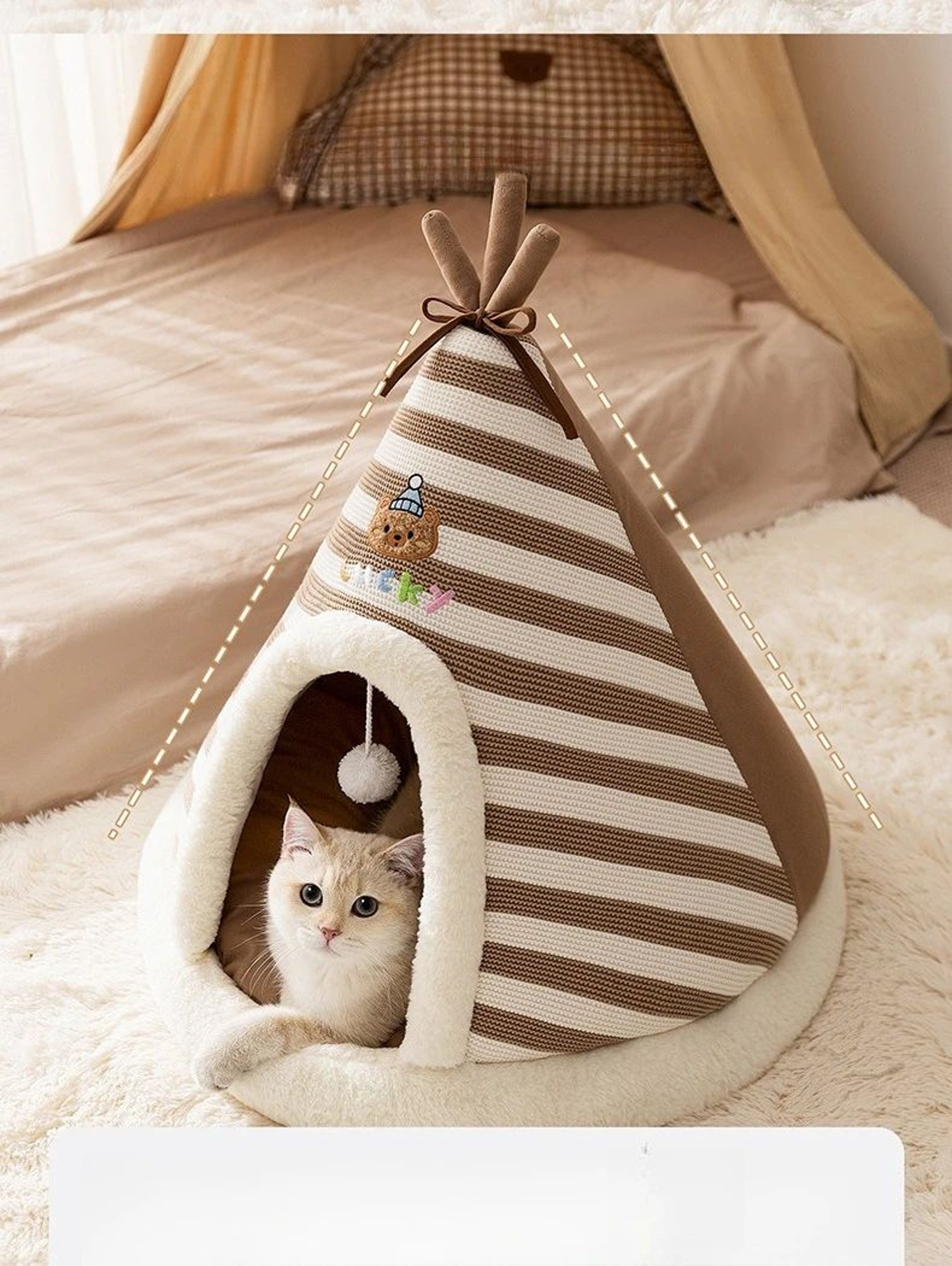 Self Warming Plush Cat Tent Bed 9