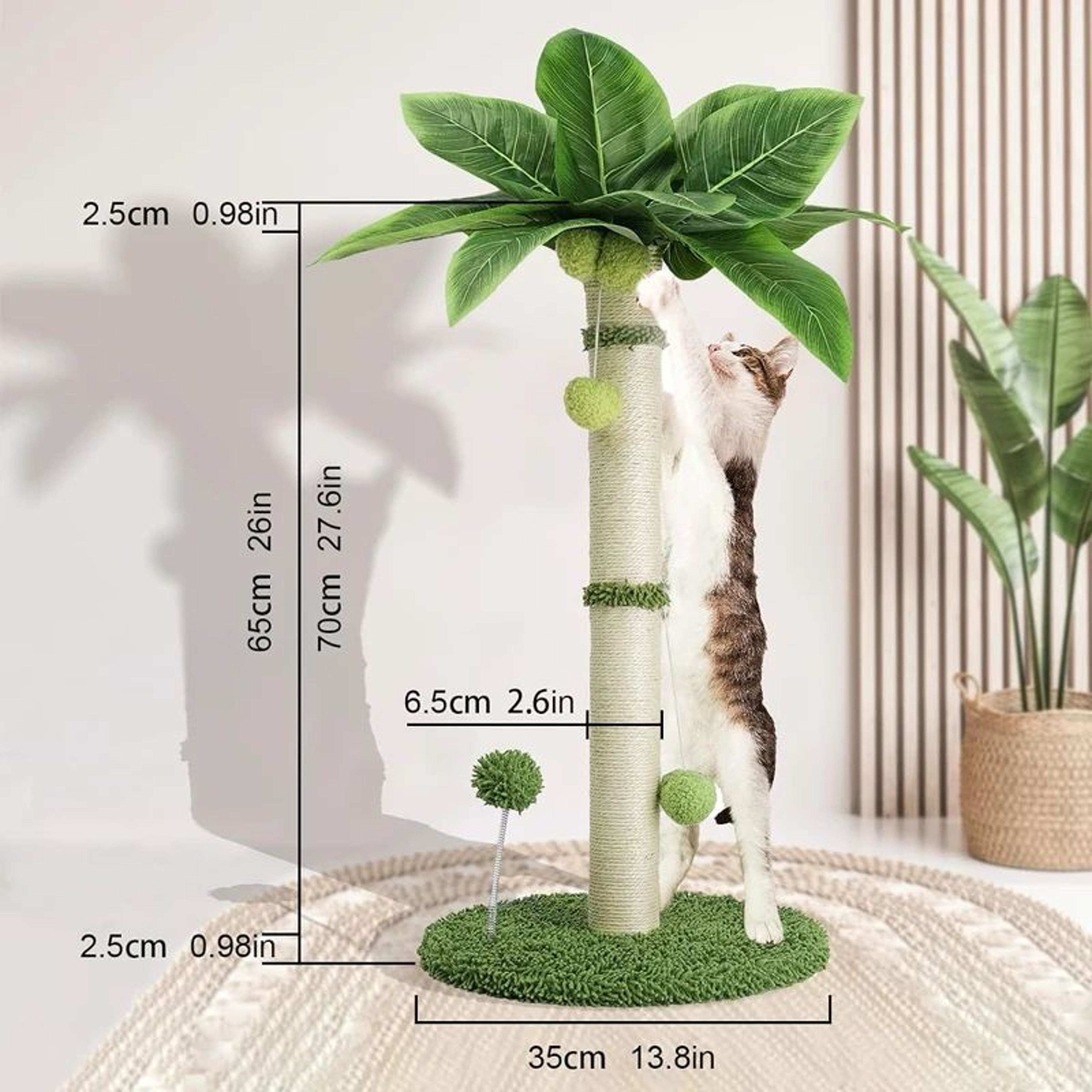 65cm Cat Scratching Post With Hanging Ball Toys 5