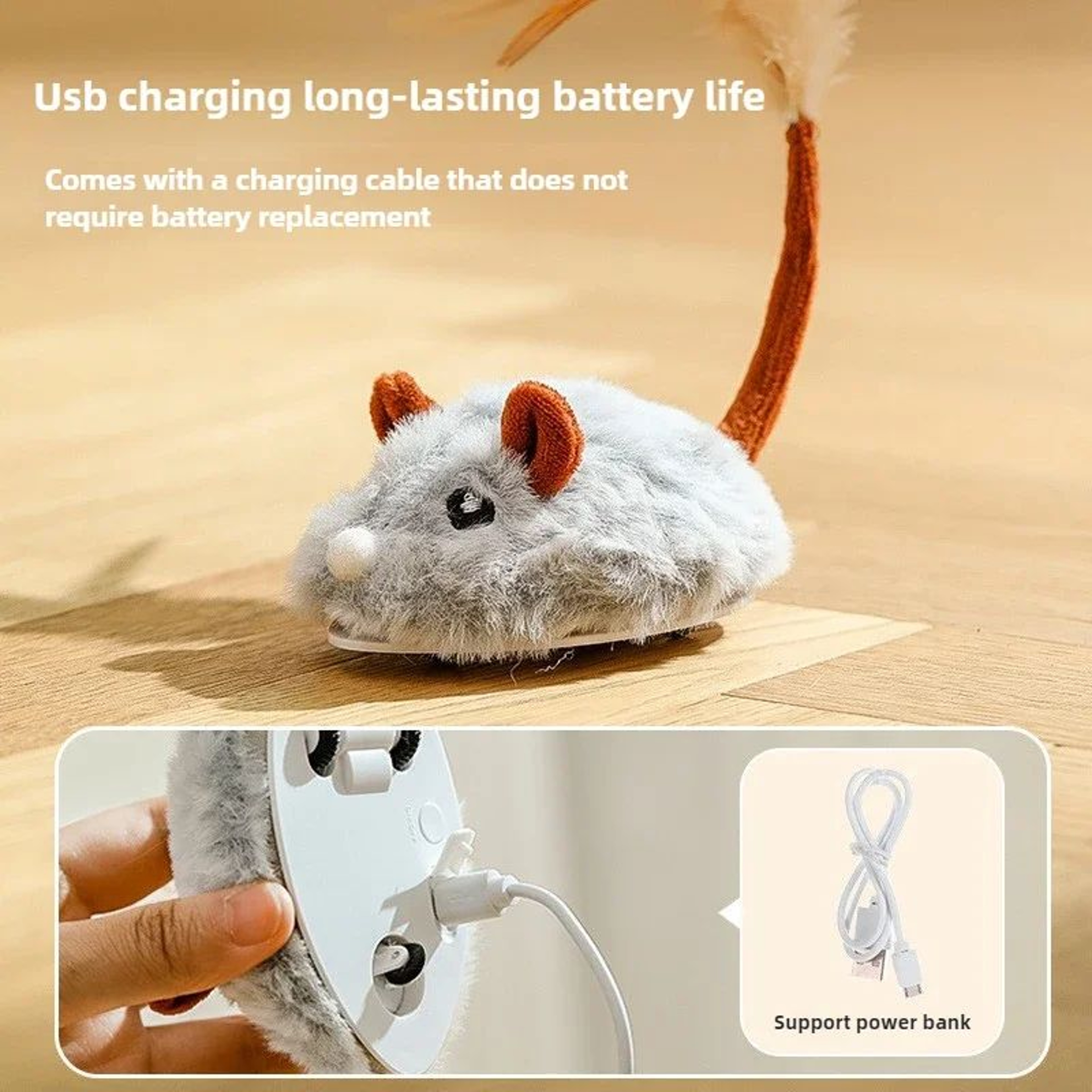 Automatic USB Rechargeable Interactive Mouse Cat Toy 3