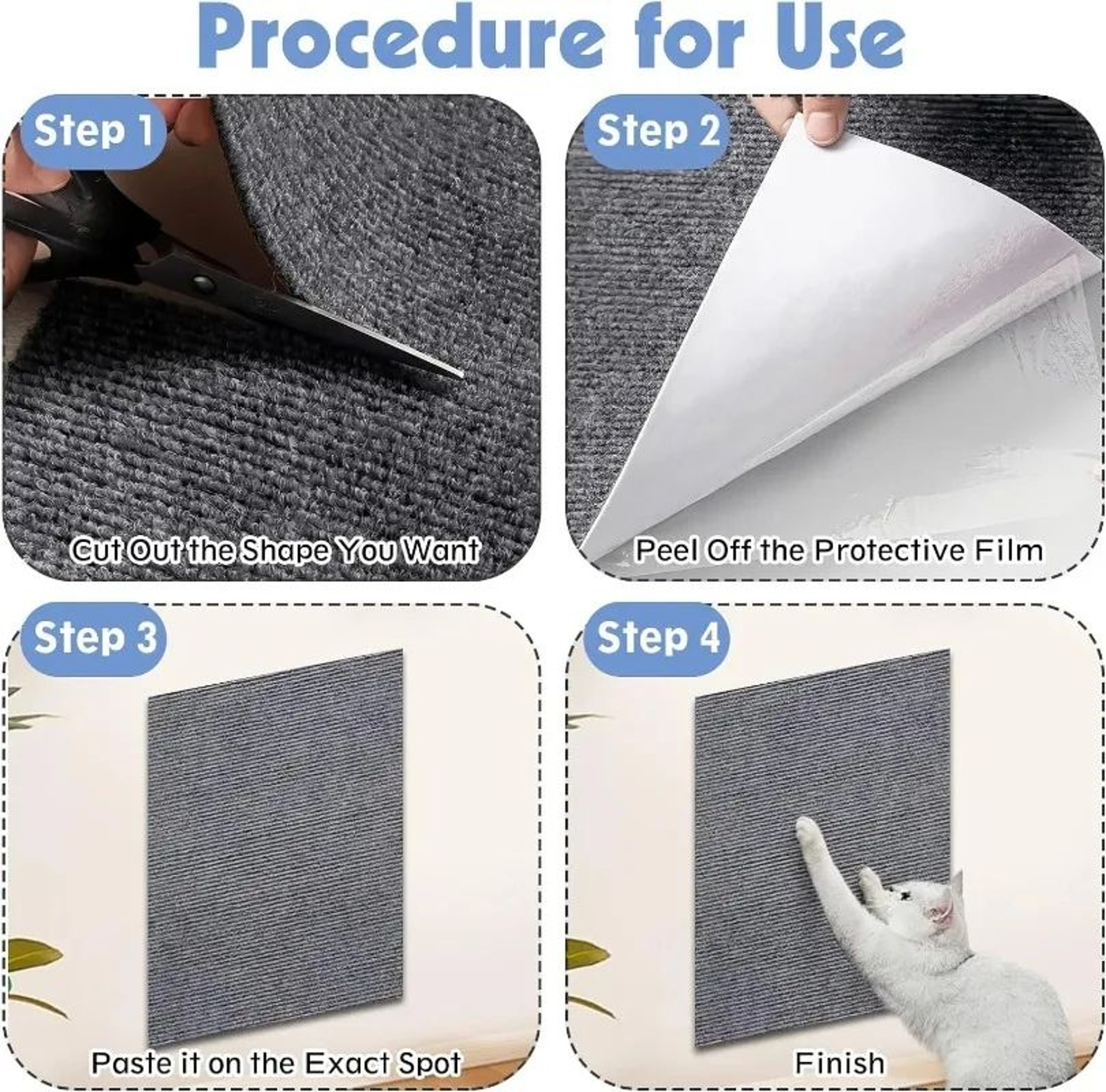 Self Adhesive Sisal Cat Scratching Mat Set 16