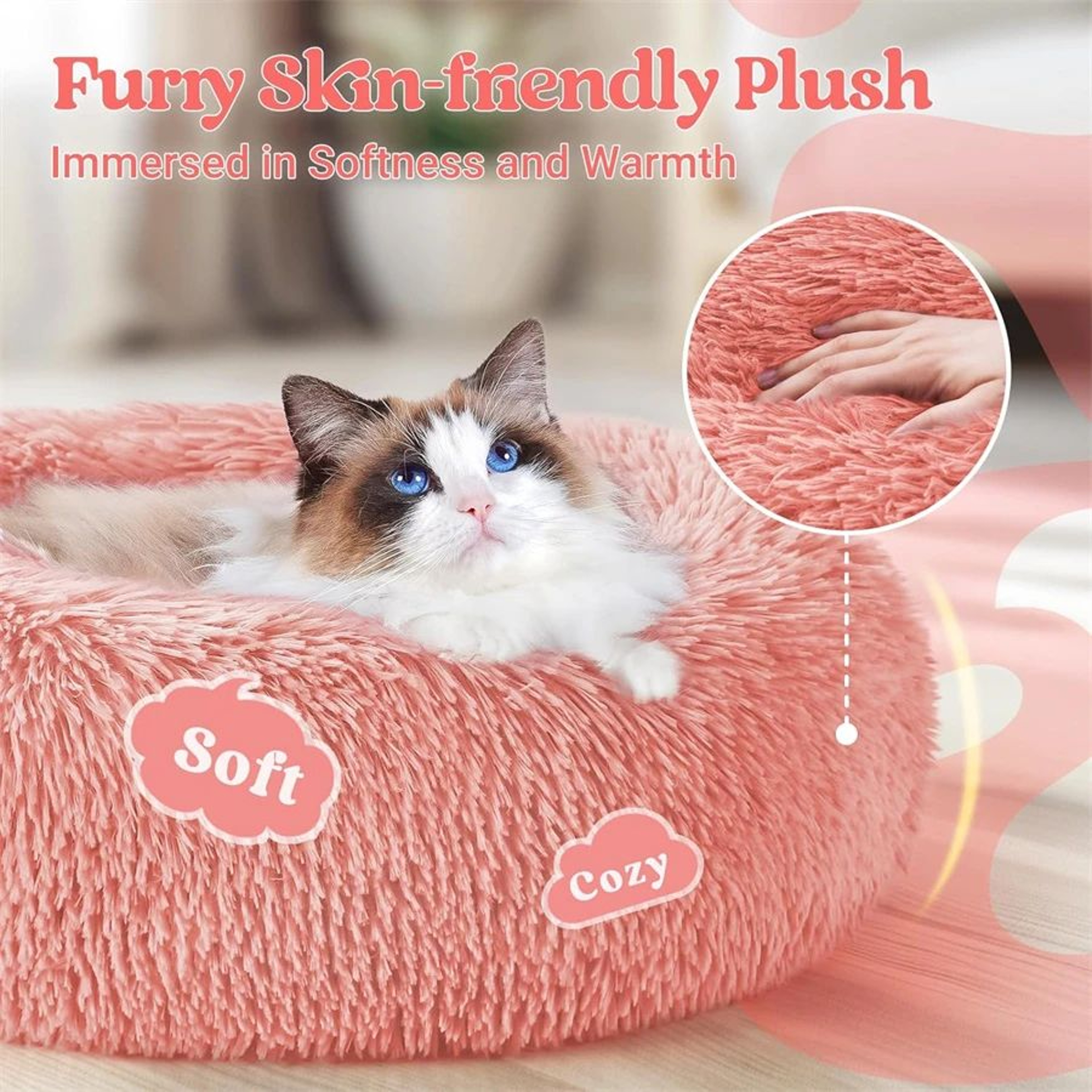 Soft Plush Donut Cat And Dog Calming Bed 1