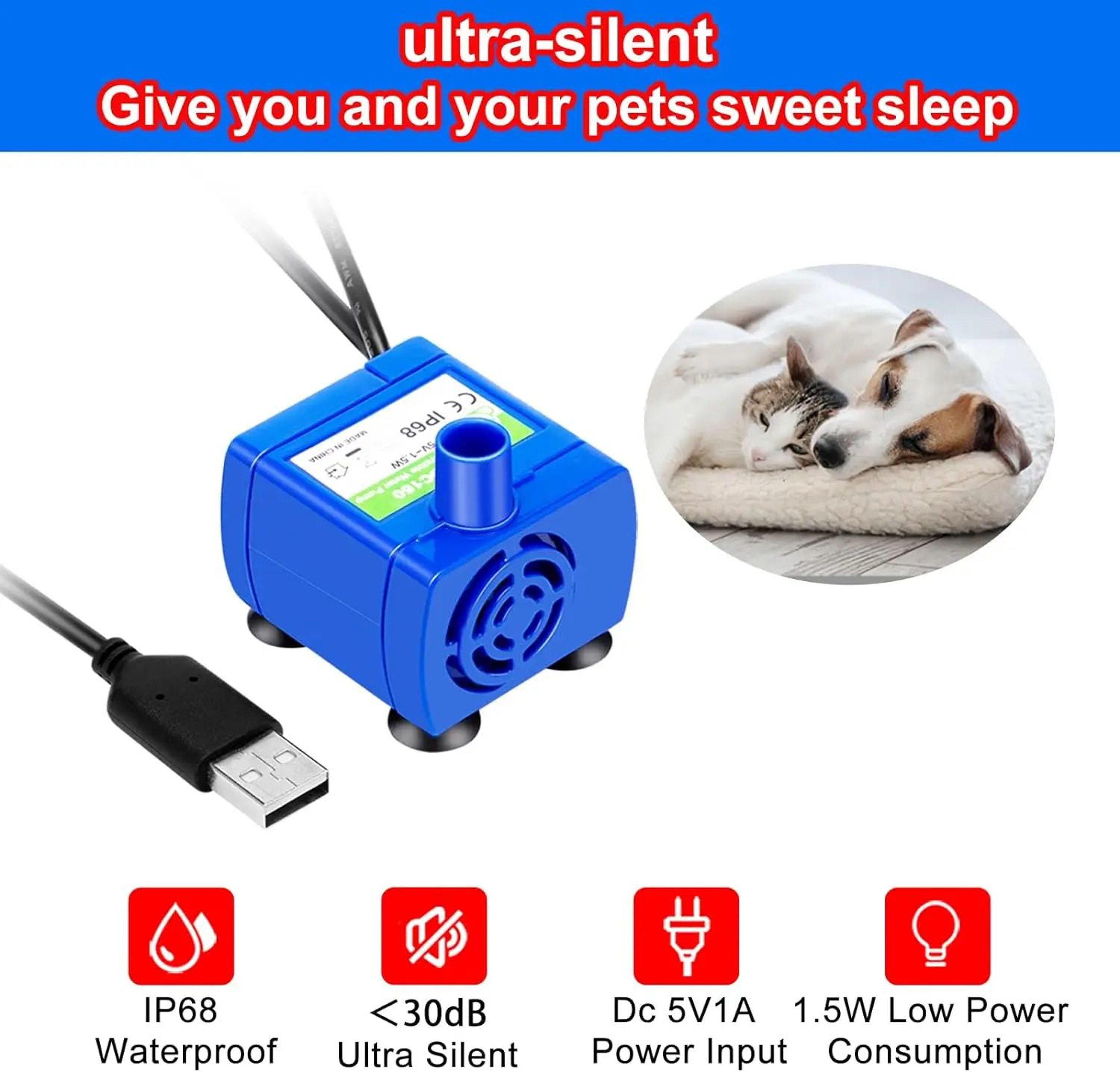 USB Water Pump Replacement For Cat Water Fountain 1