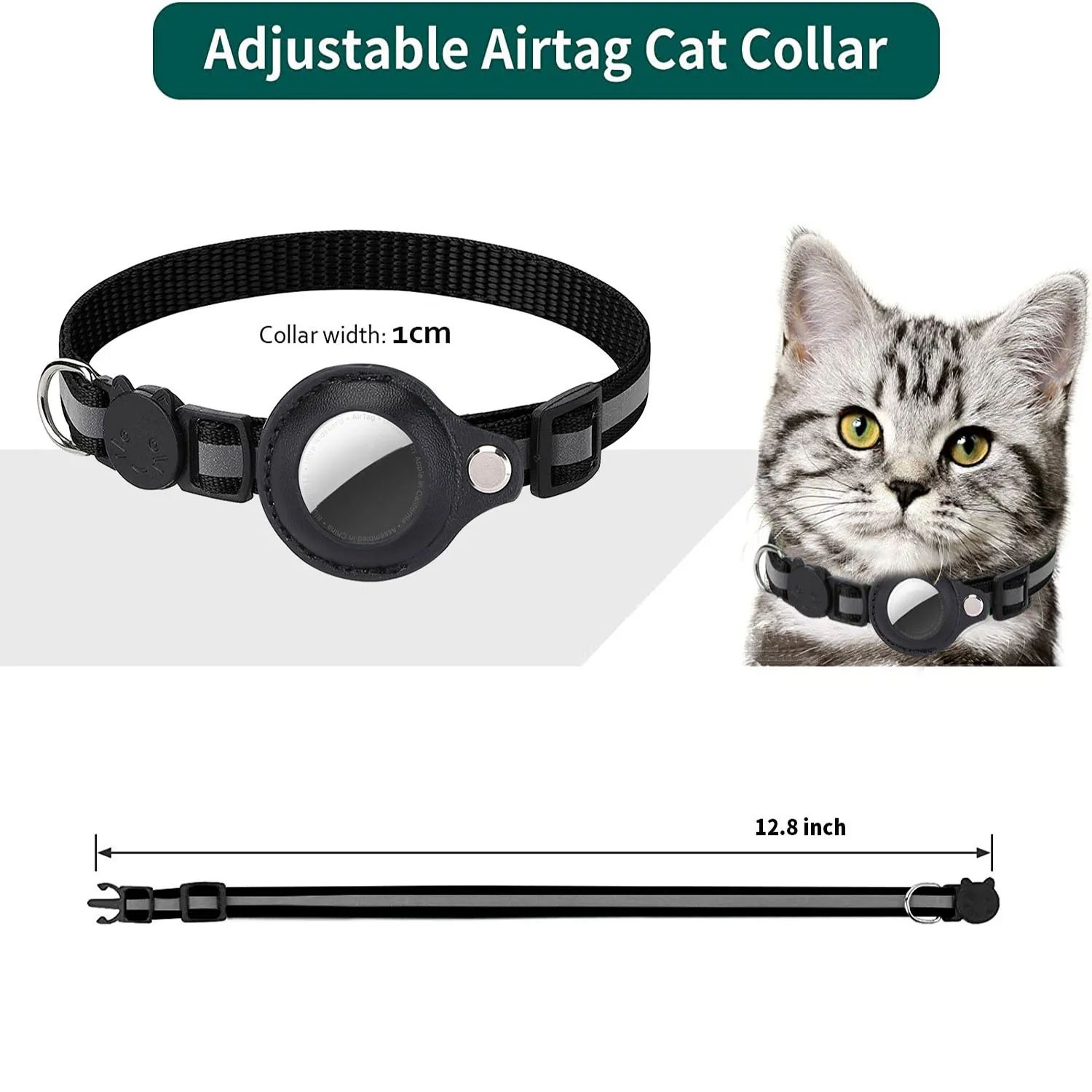 Reflective Cat AirTag Collar With Holder 4