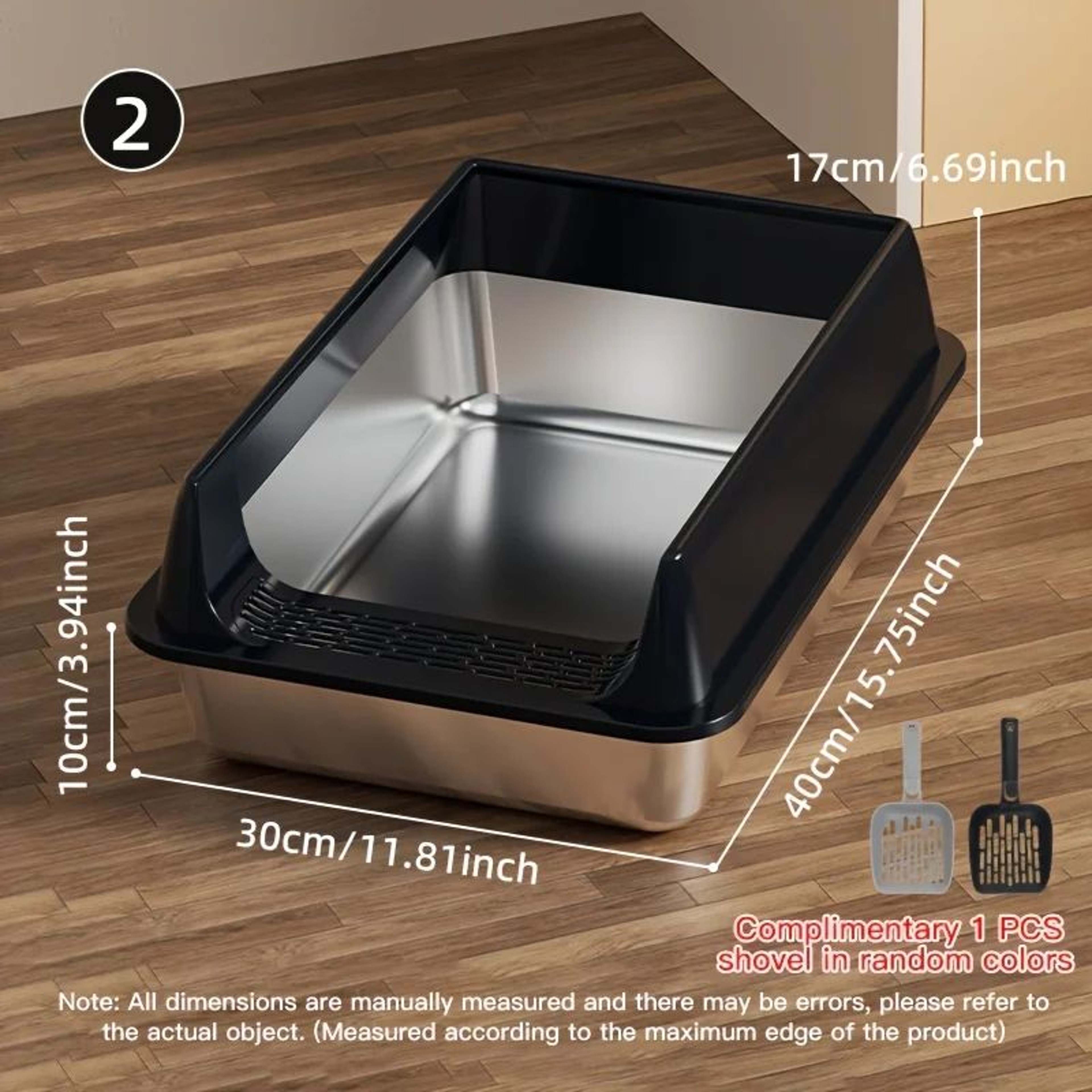 Stainless Steel Semi Enclosed Cat Litter Box 7