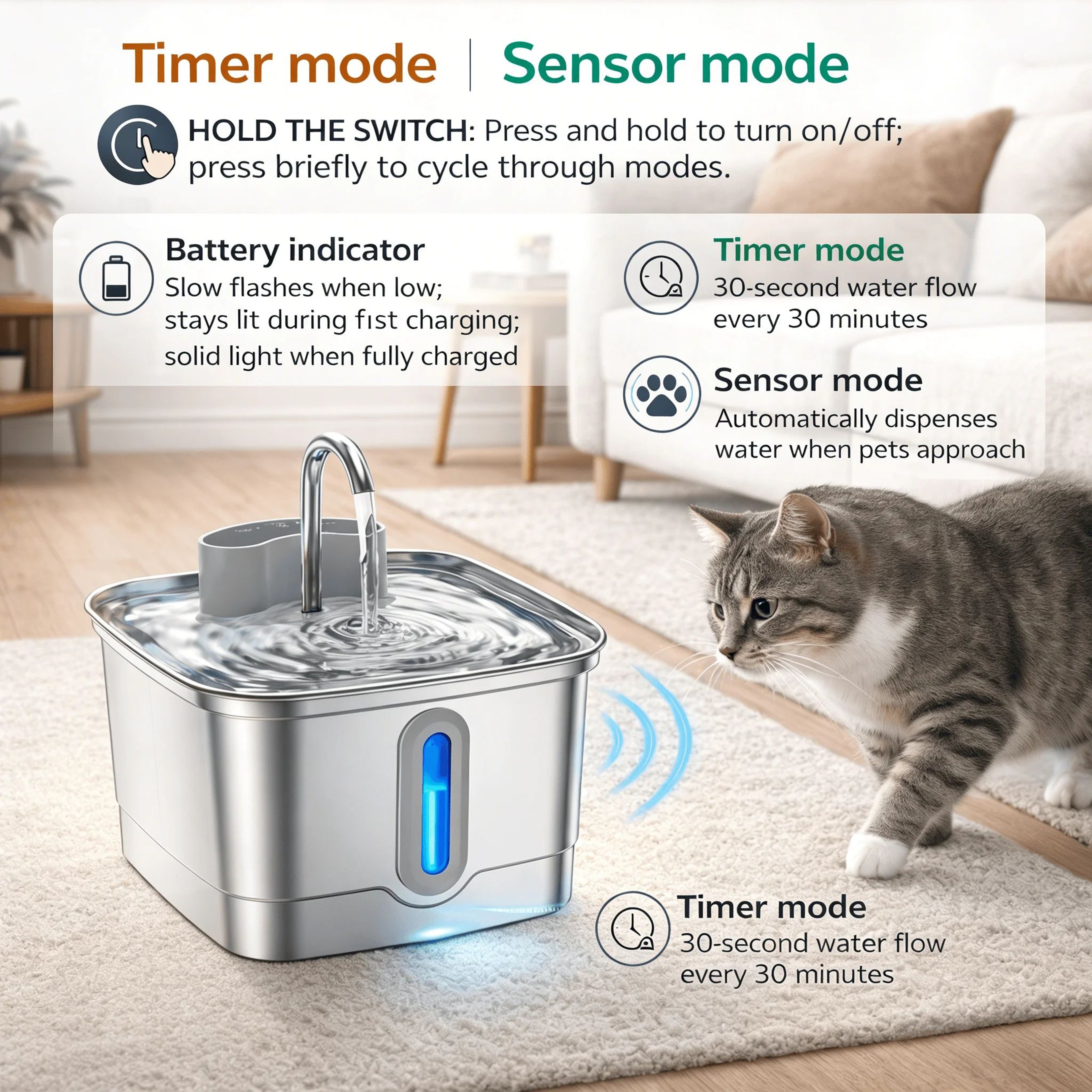 Smart Wireless Cat Water Fountain 3