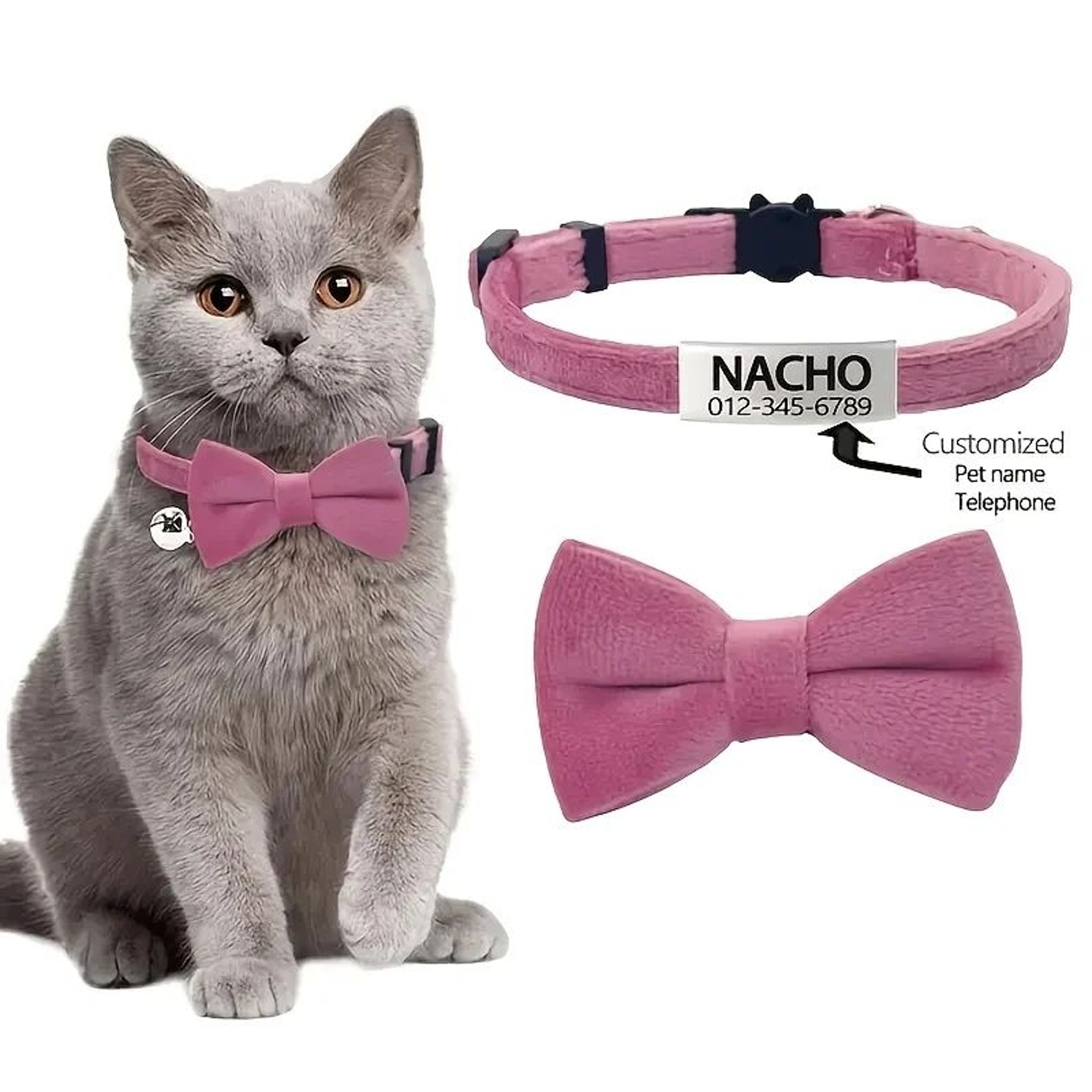 Custom Engraved Cat Bow Tie Collar 11