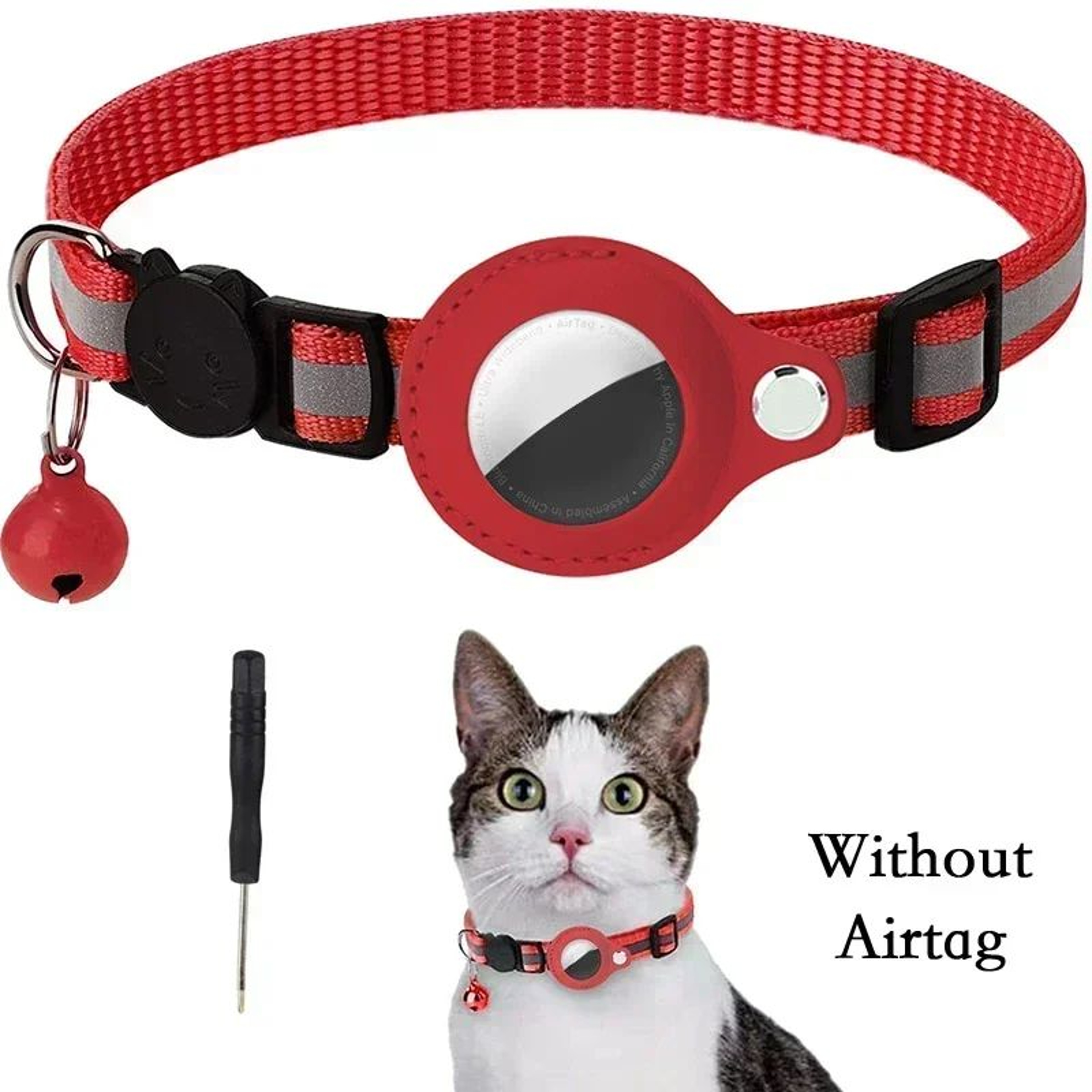 Reflective AirTag Cat Collar With Bell 11