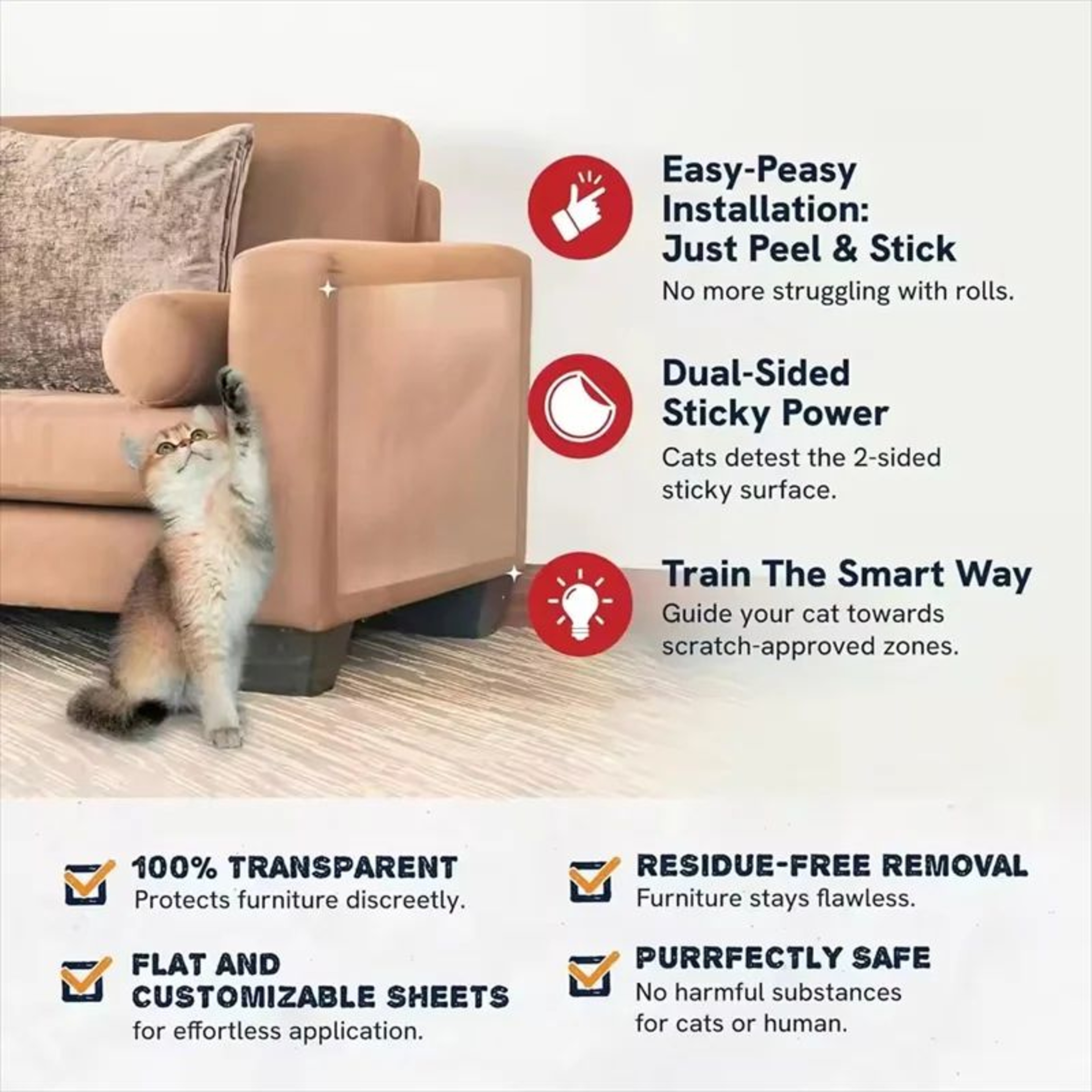 Transparent Cat Scratch Furniture Protector Tape 8