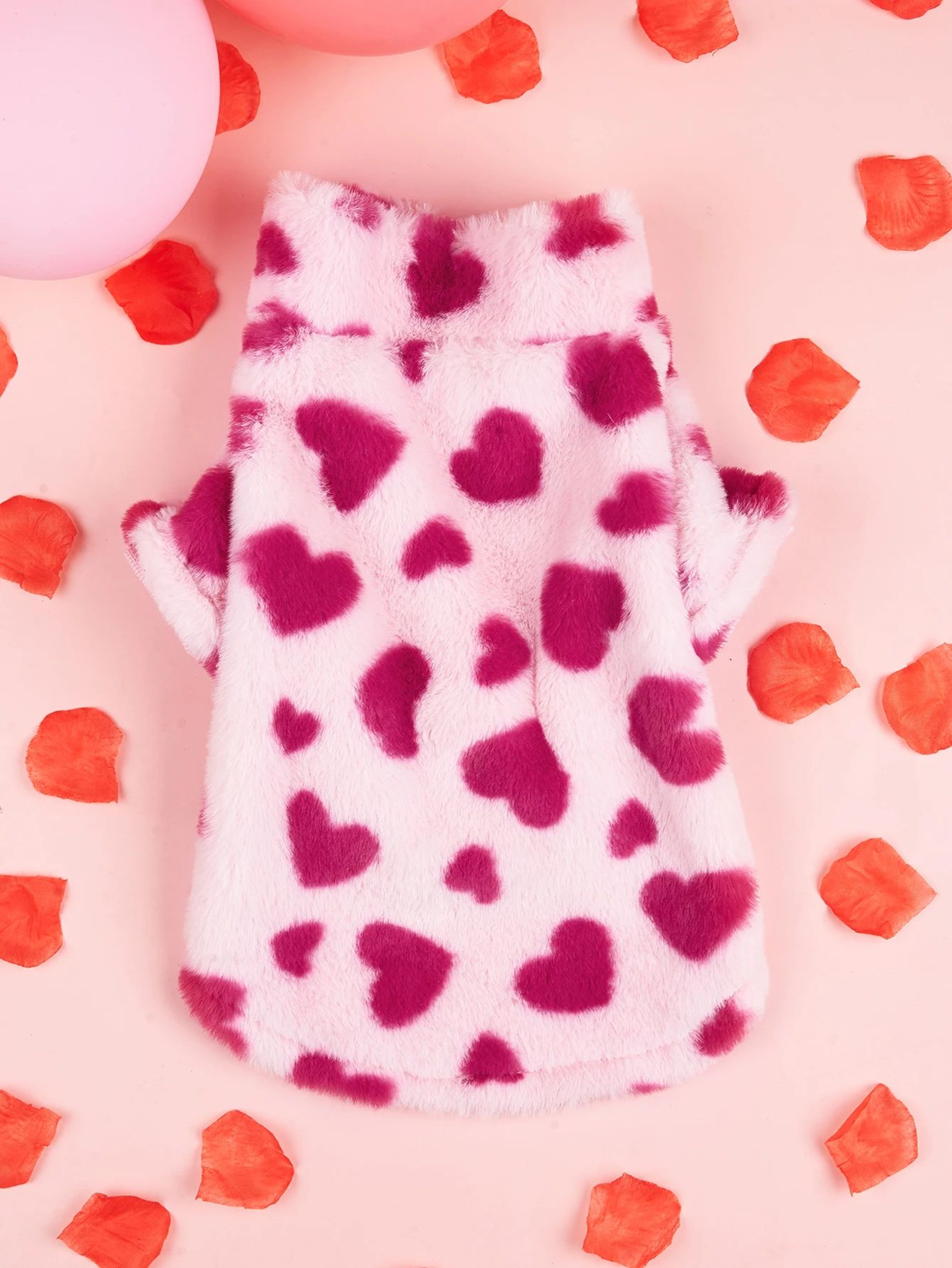 Soft Warm Heart Print Dog Hoodie Jacket 2