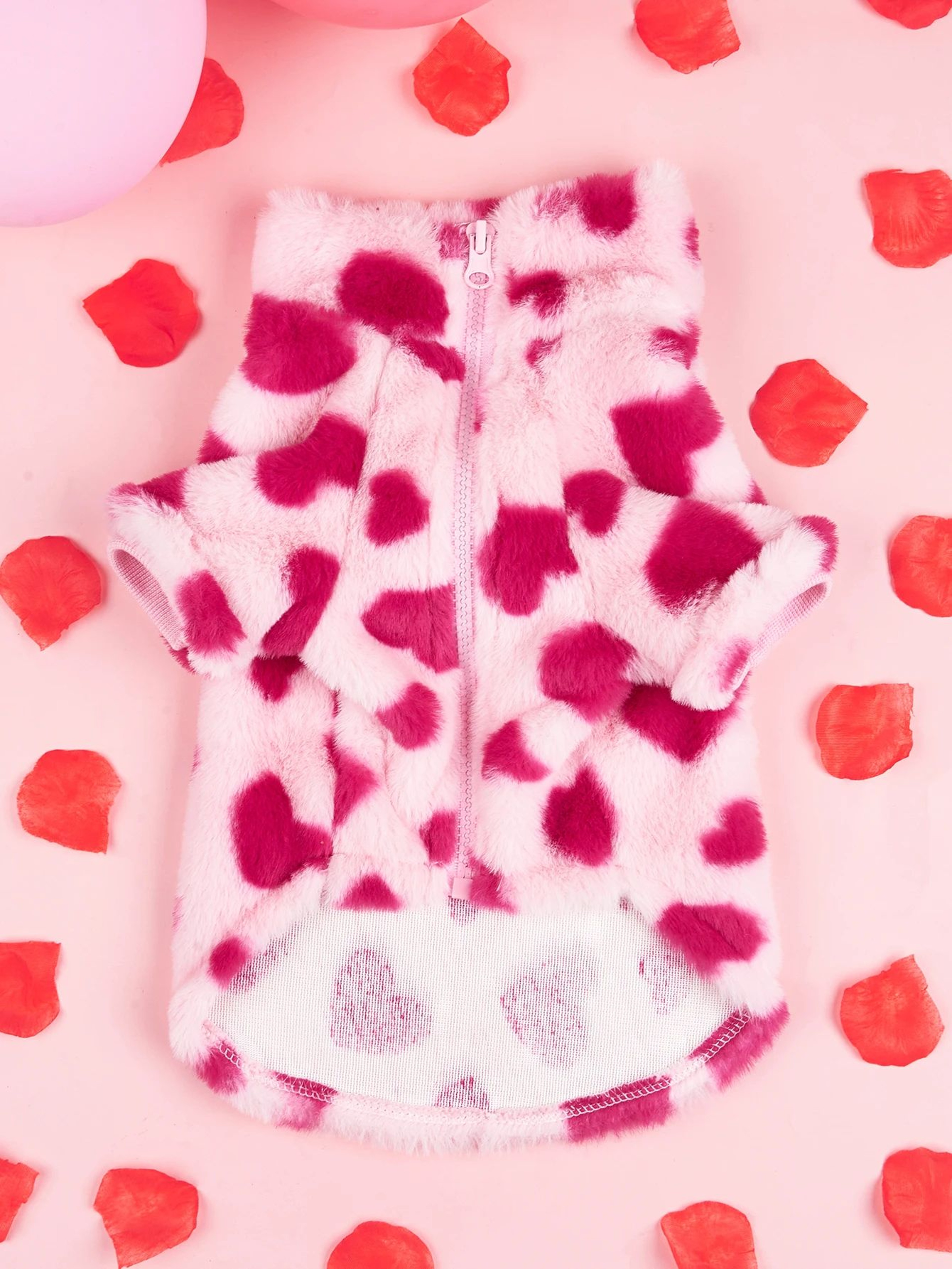 Soft Warm Heart Print Dog Hoodie Jacket 3