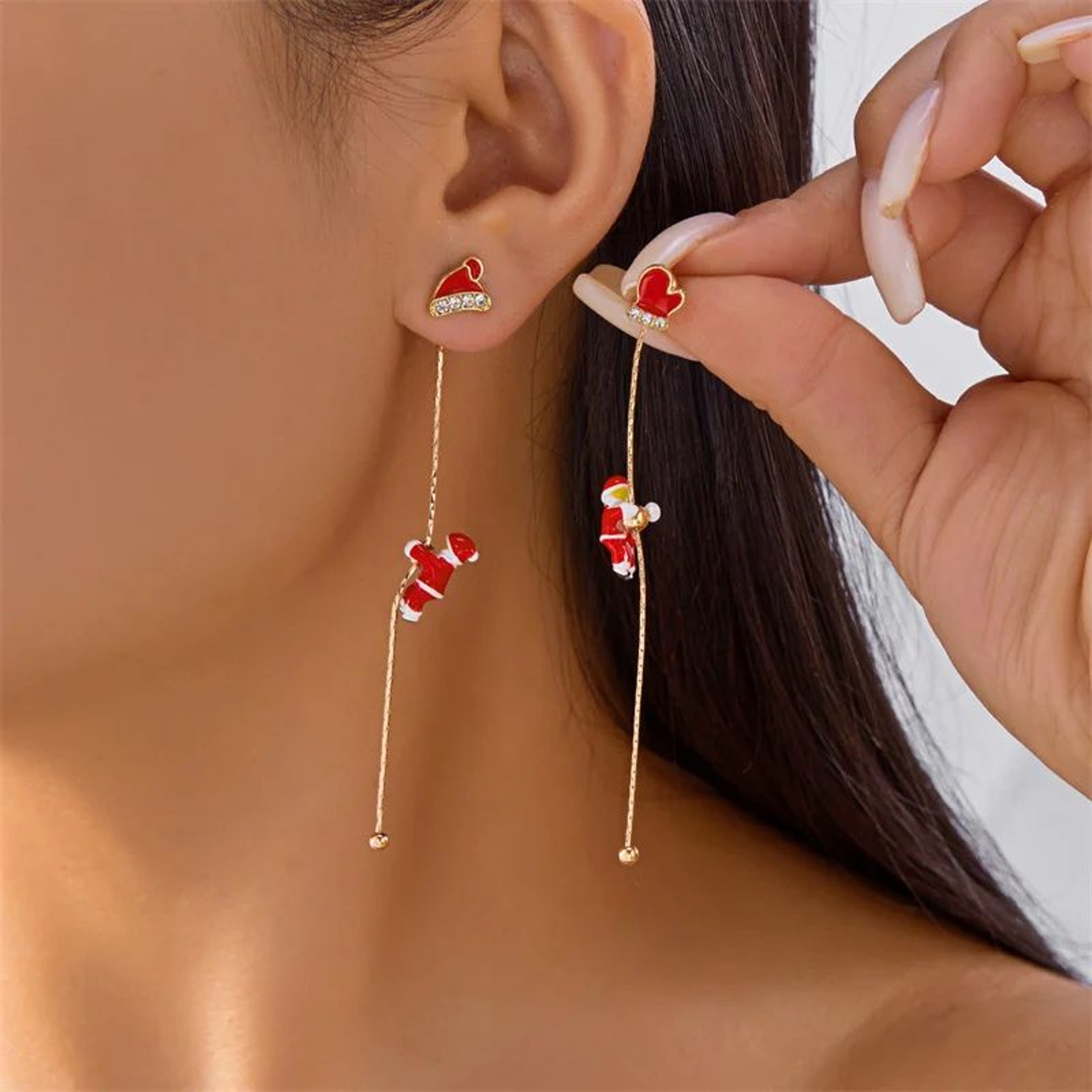 Trendy Christmas Santa Snowman And Snowflake Dangle Earrings 16