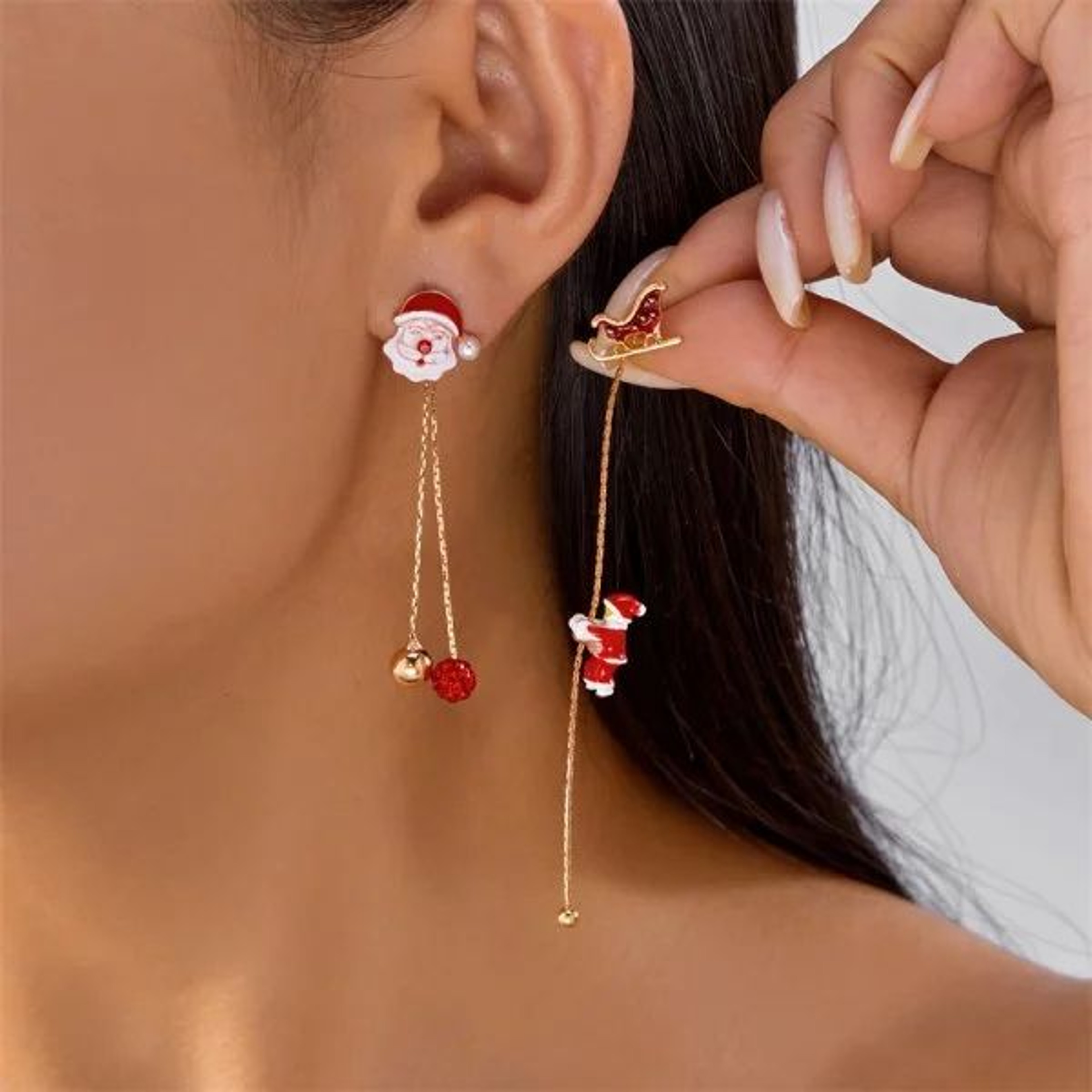 Trendy Christmas Santa Snowman And Snowflake Dangle Earrings 22