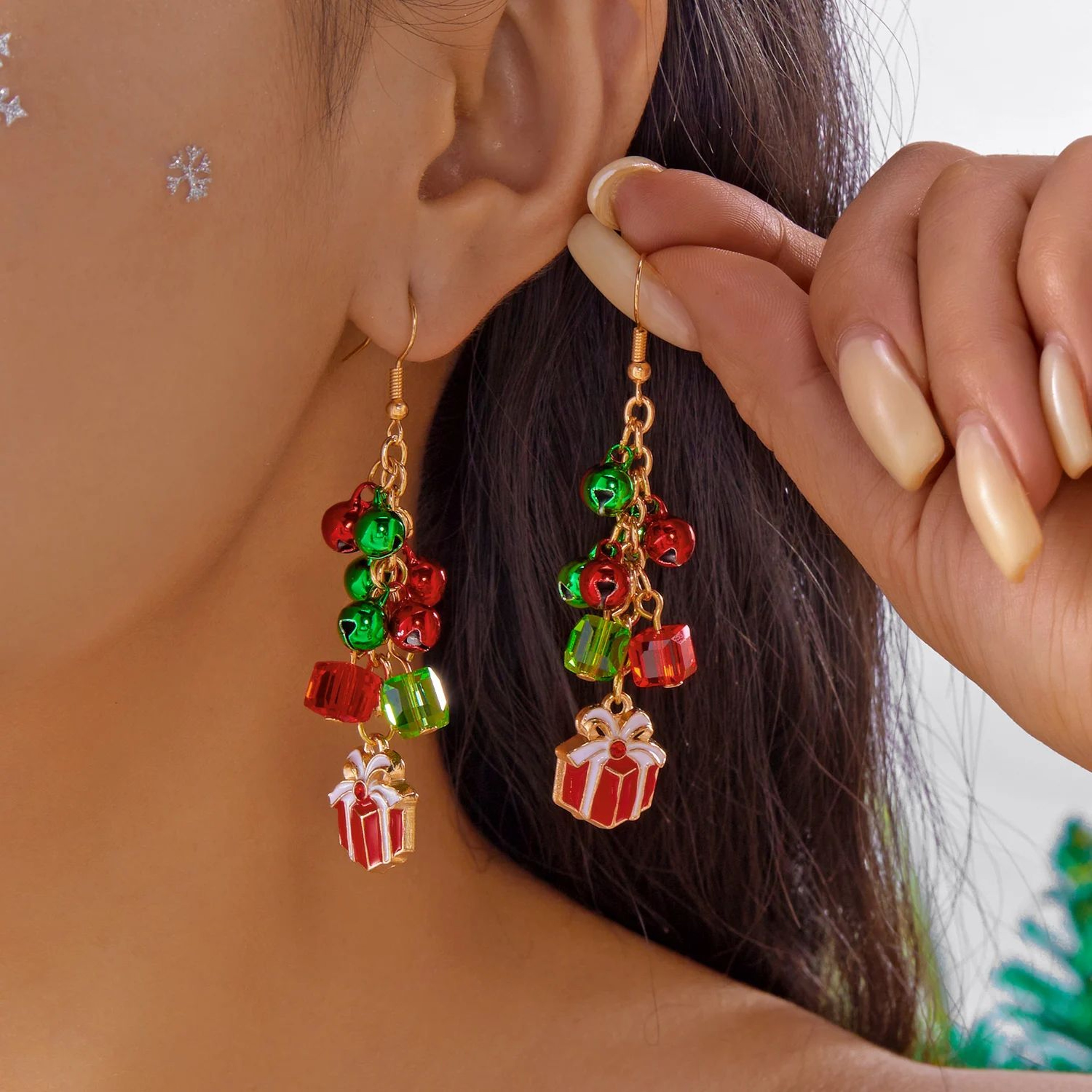 Trendy Christmas Santa Snowman And Snowflake Dangle Earrings 9