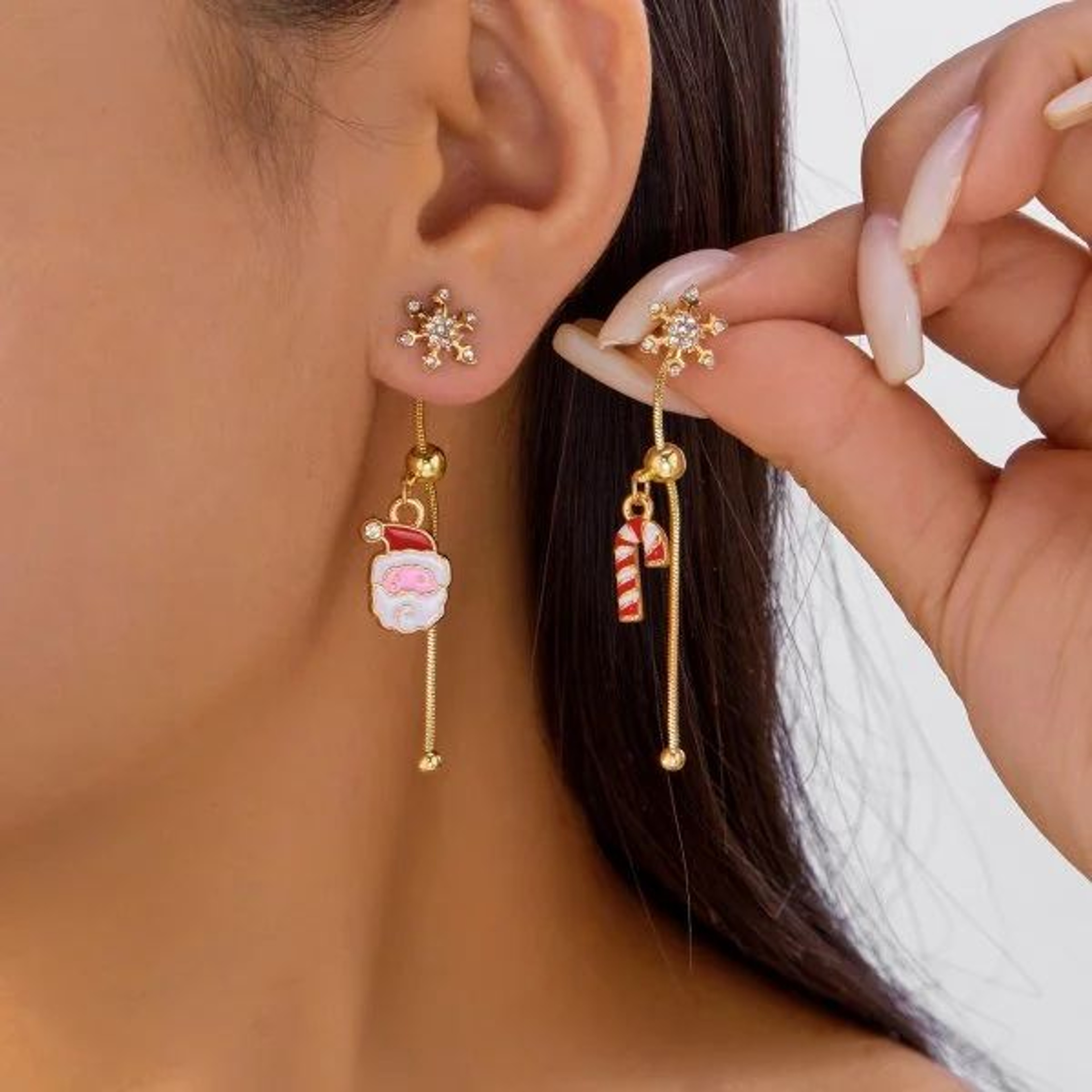 Trendy Christmas Santa Snowman And Snowflake Dangle Earrings 25