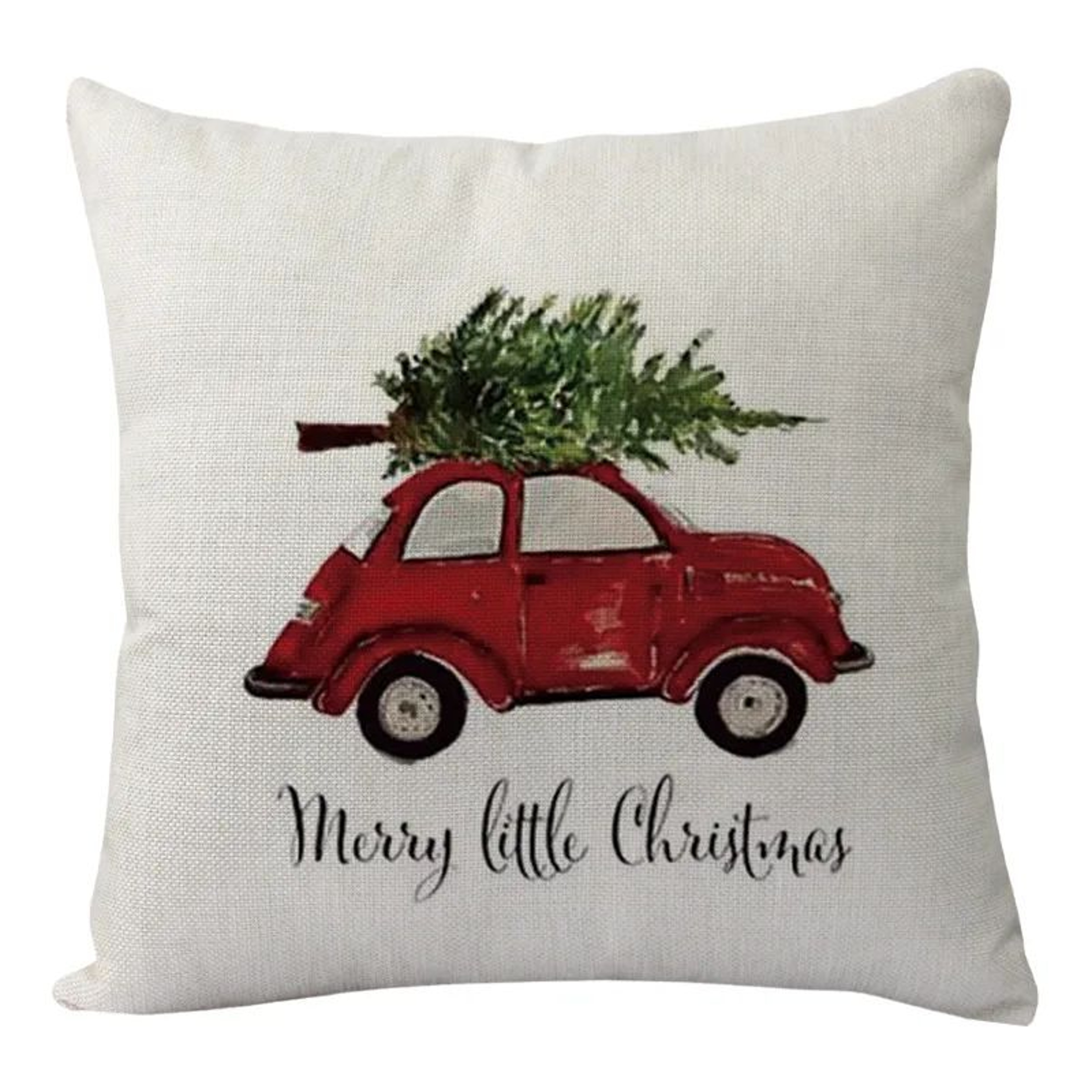 Merry Christmas Linen Pillow Cover With Deer And Tree Design 21