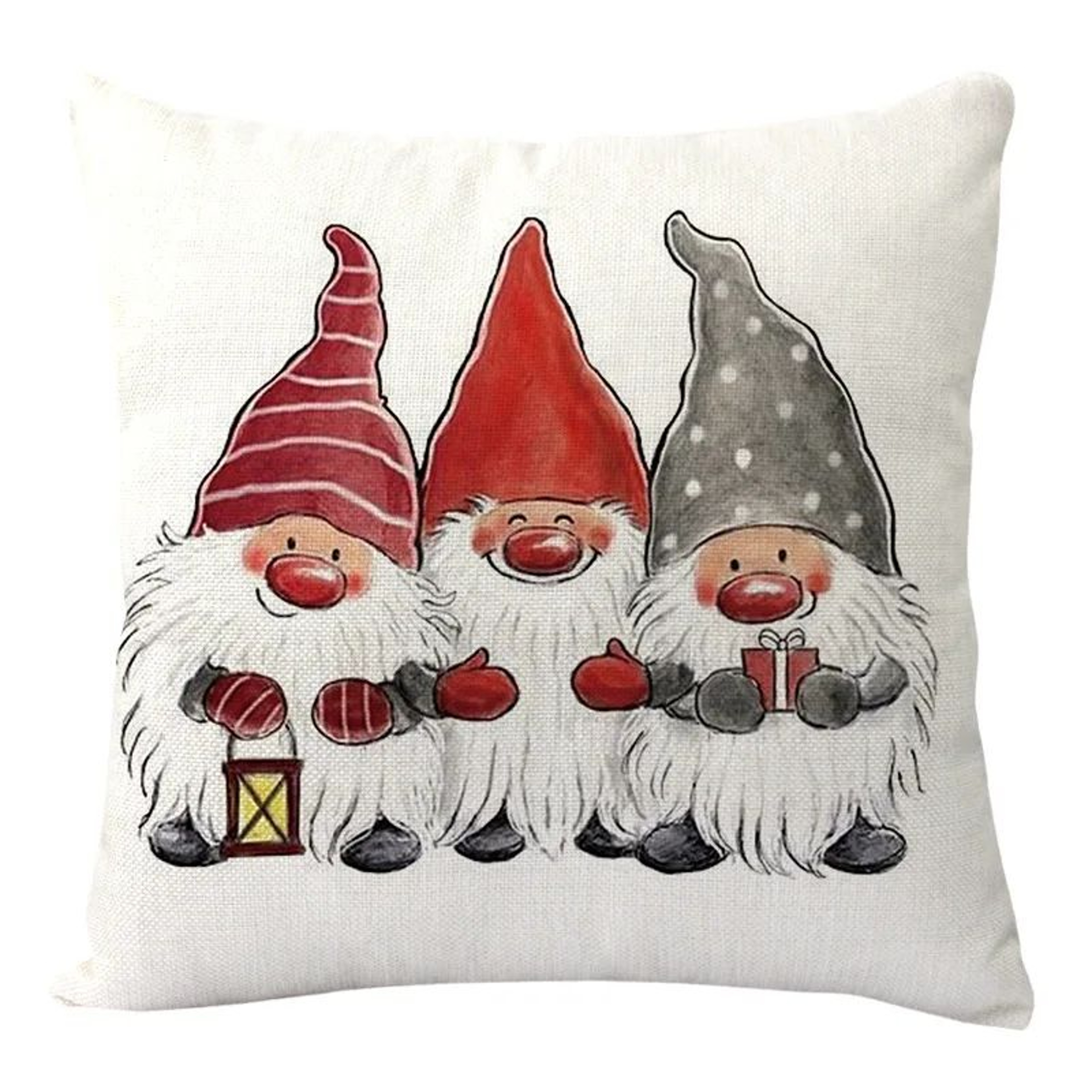 Merry Christmas Linen Pillow Cover With Deer And Tree Design 23