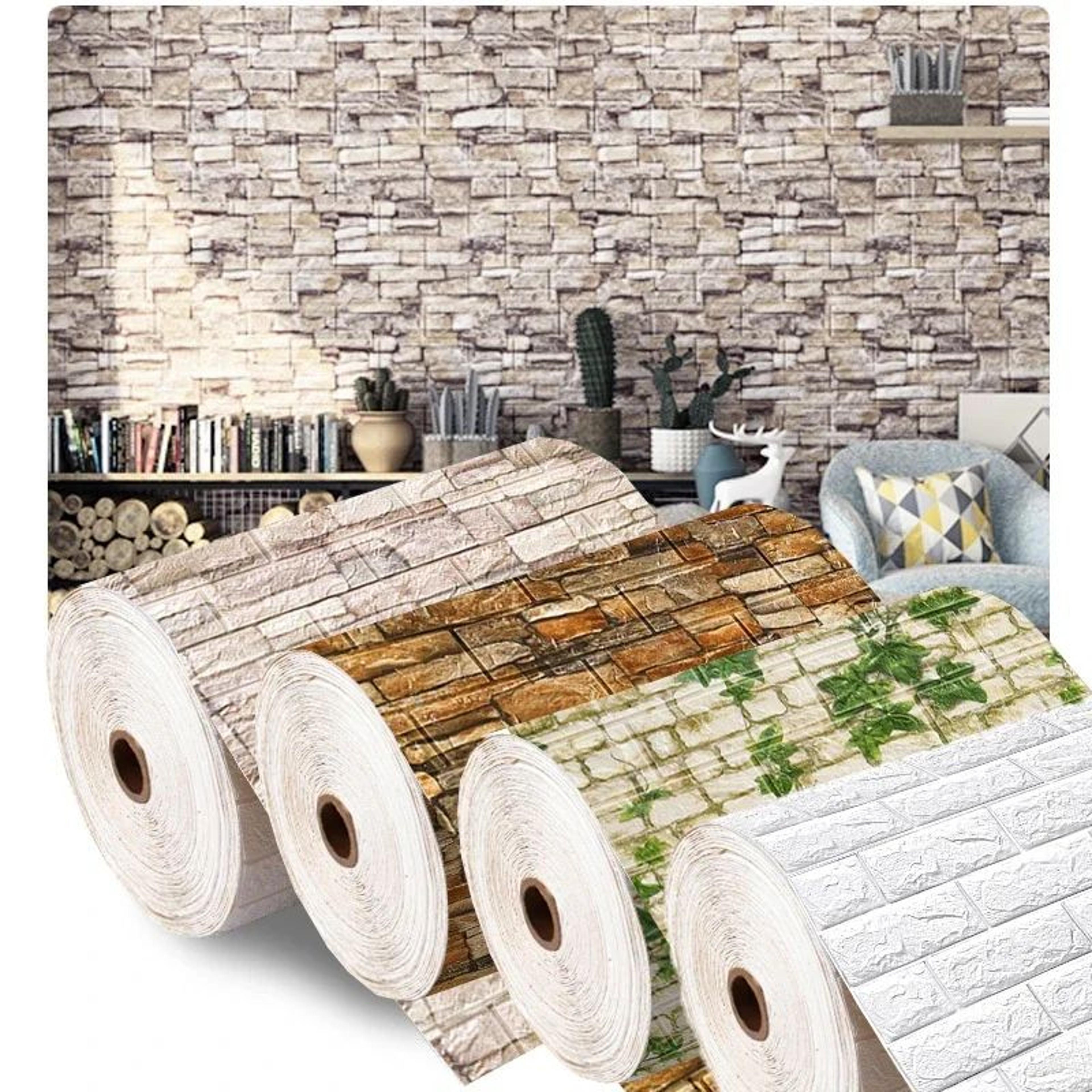3D Foam Brick Wall Panel Stickers Waterproof Self Adhesive Wallpaper Decor 1