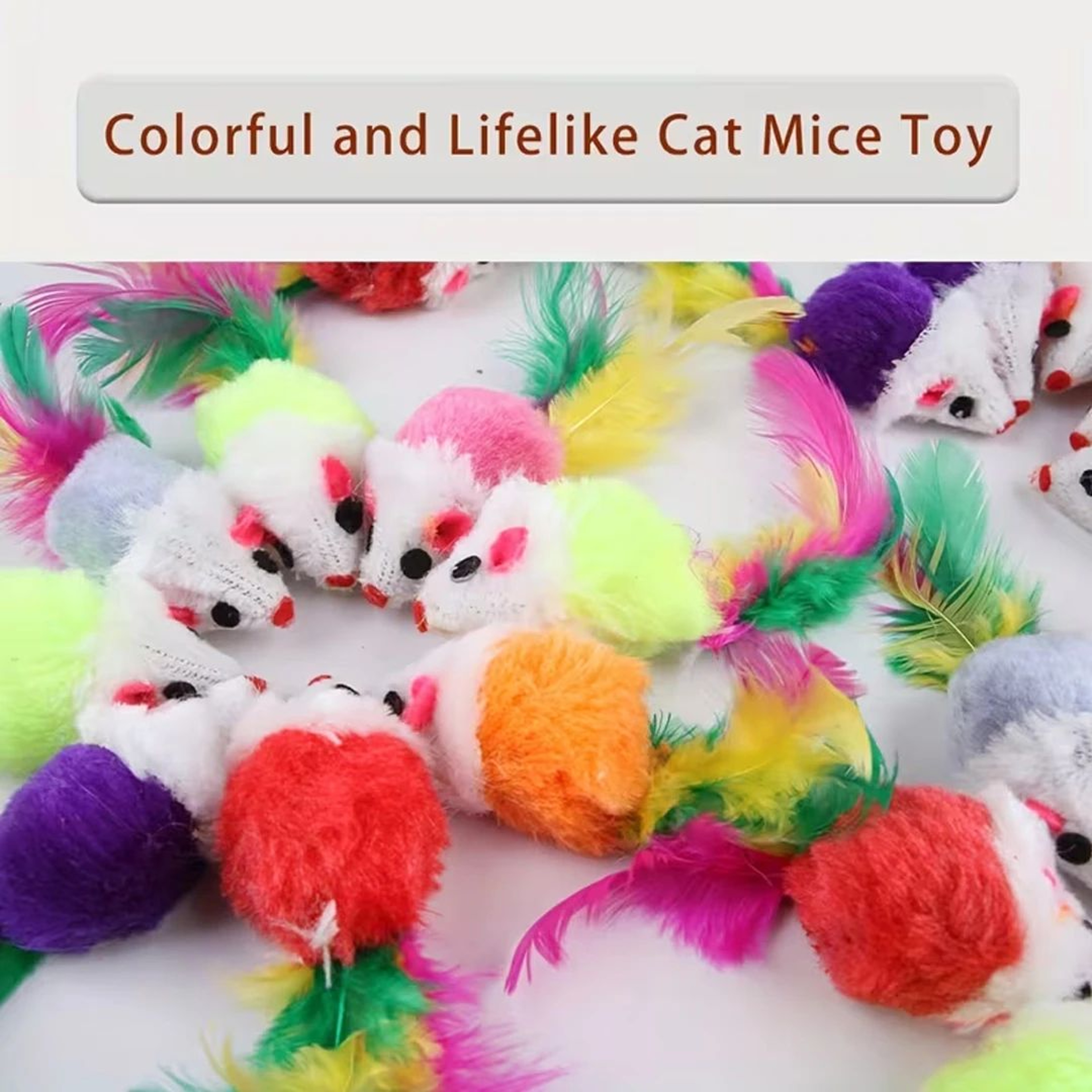 Mini Fleece Mouse Cat Toy With Feather 3