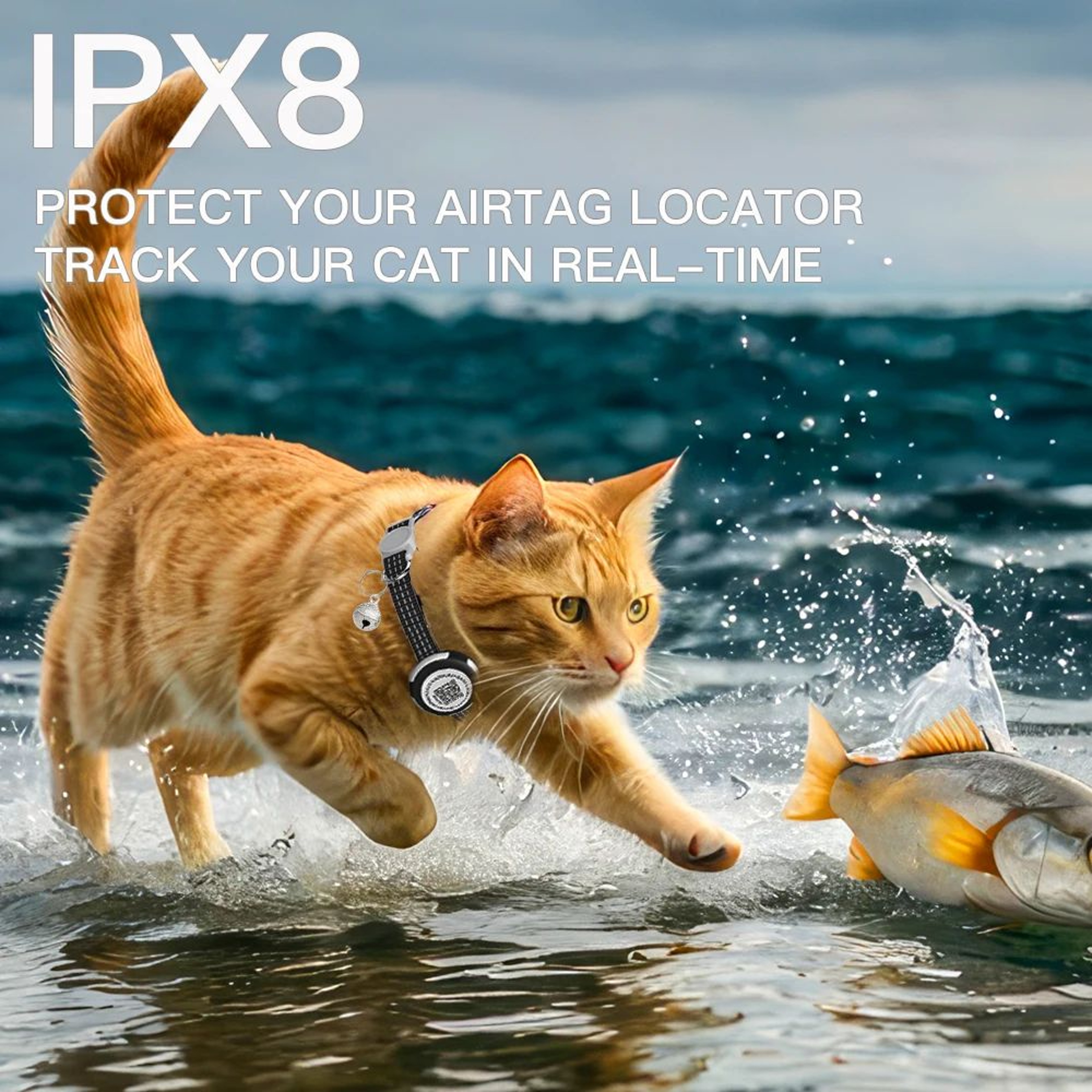 Reflective Cat Collar With AirTag Holder And QR ID Tag 1