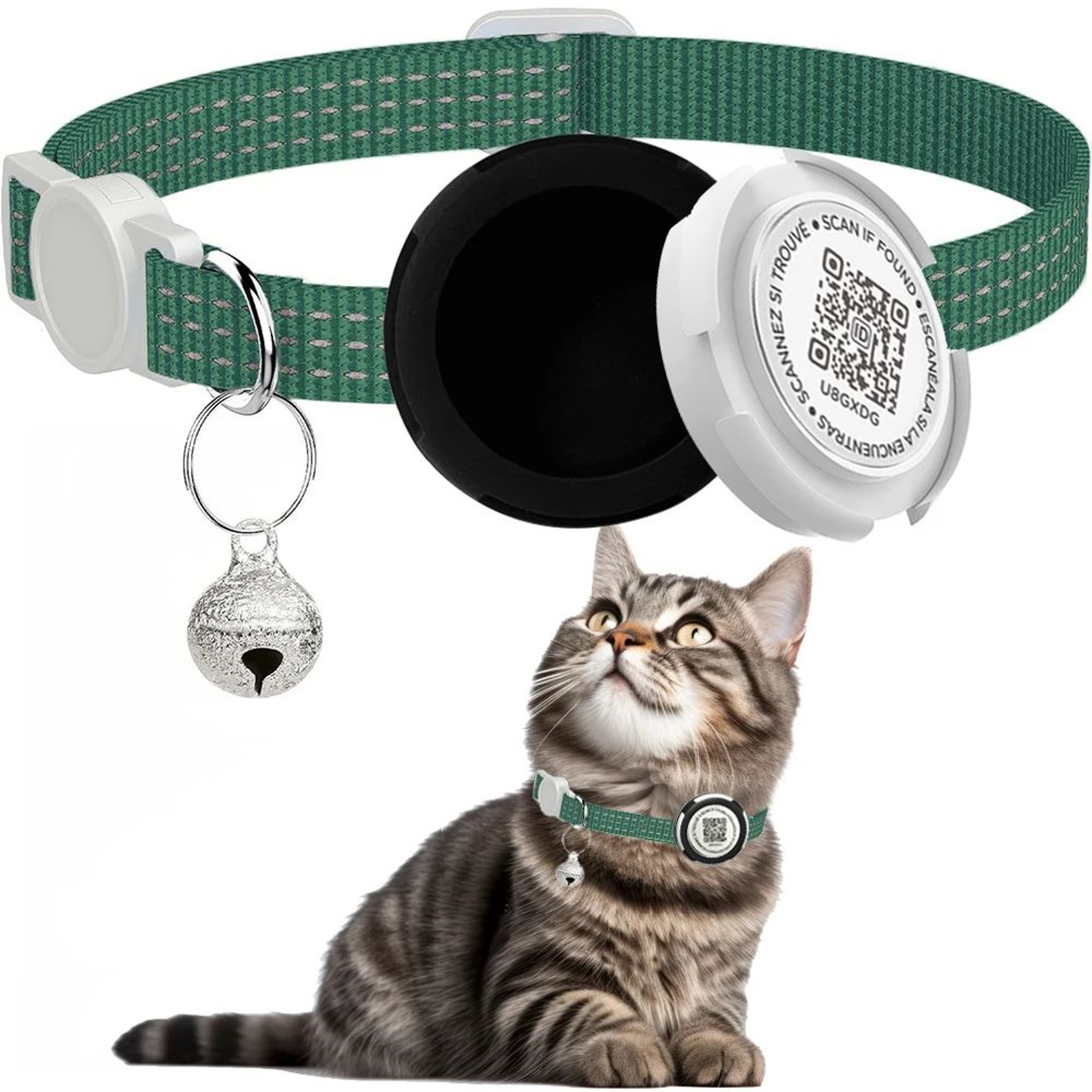 Reflective Cat Collar With AirTag Holder And QR ID Tag 9