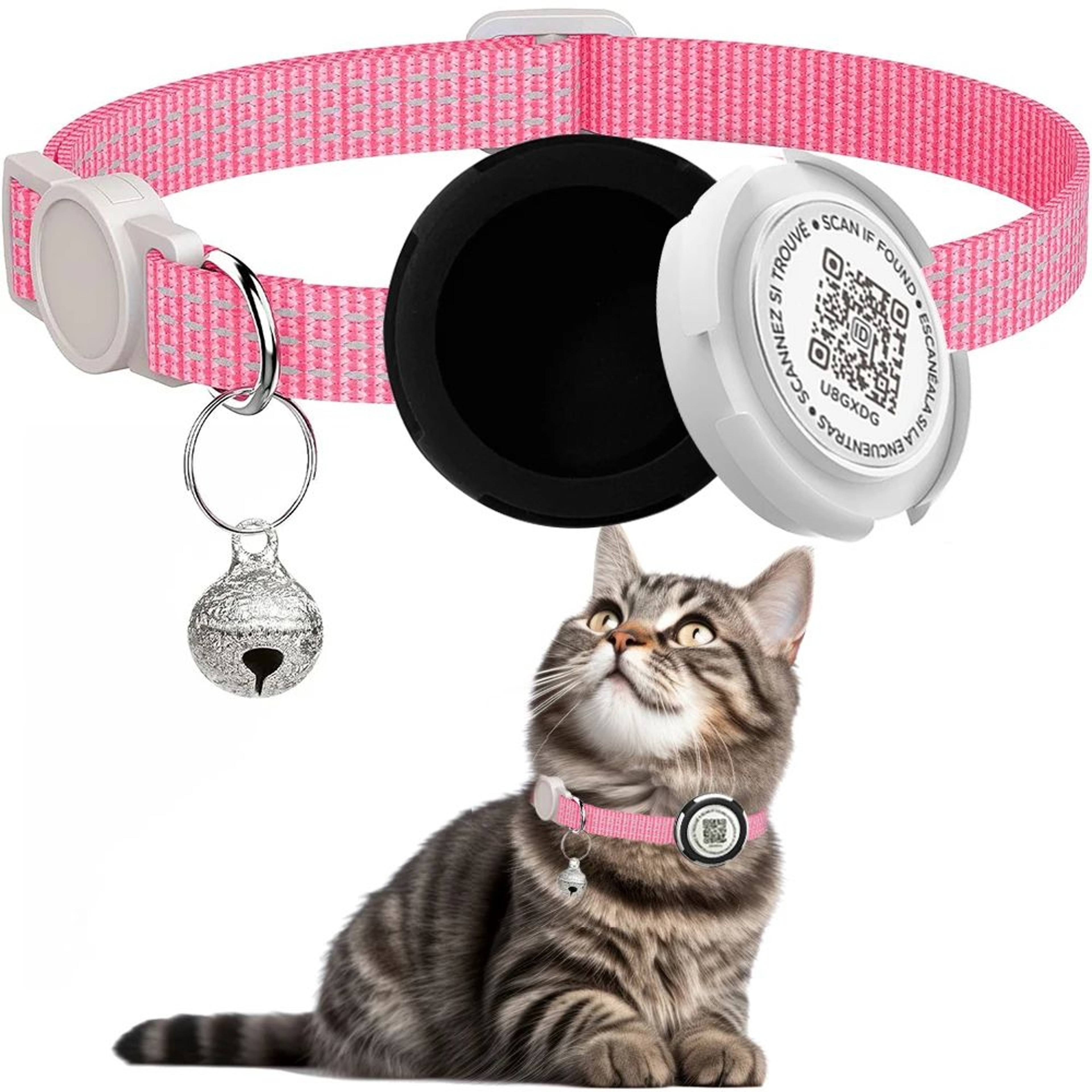Reflective Cat Collar With AirTag Holder And QR ID Tag 14