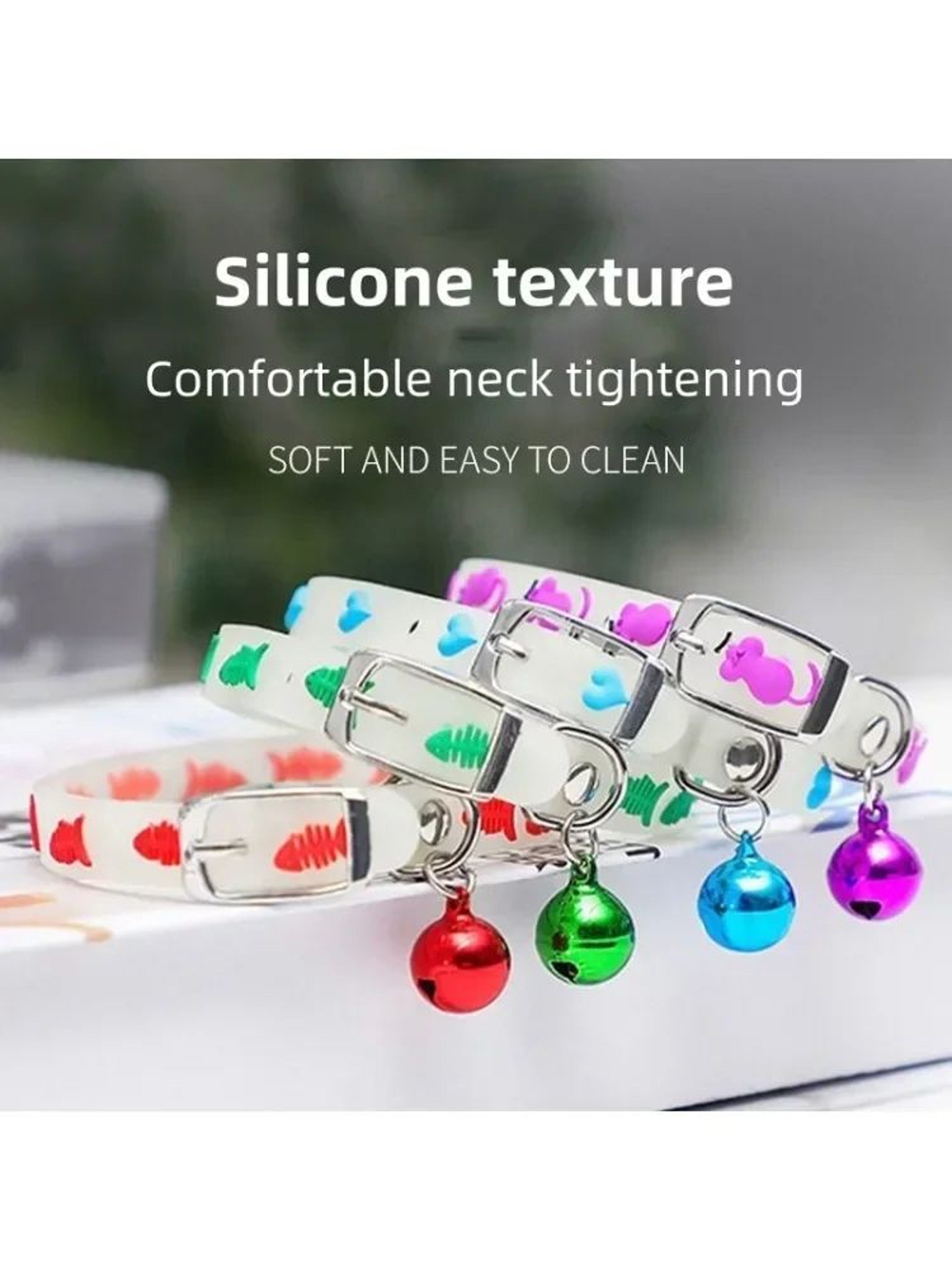 Glow In The Dark Reflective Pet Collar With Bell 8