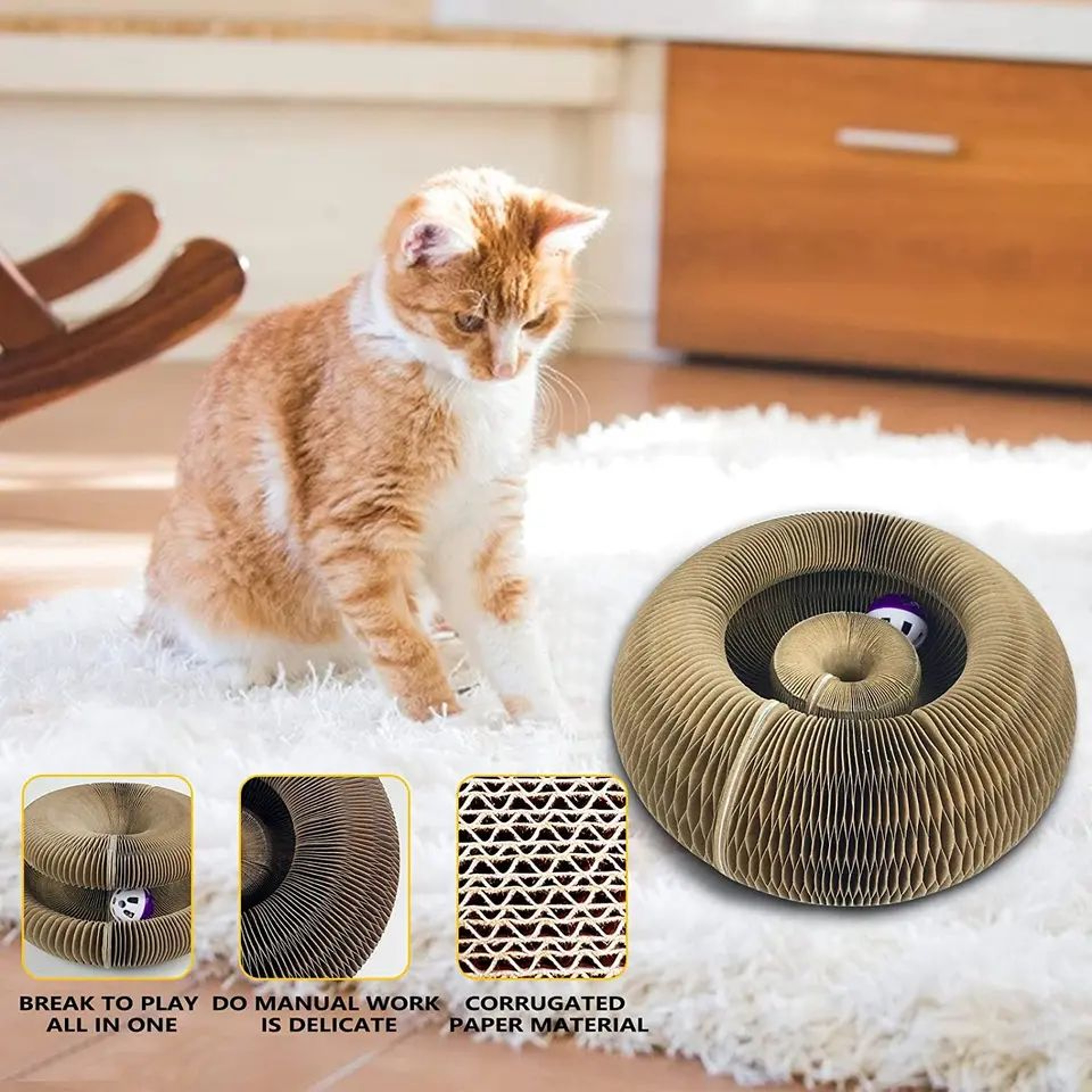 Round Magic Organ Cat Scratching Toy With Ball 1