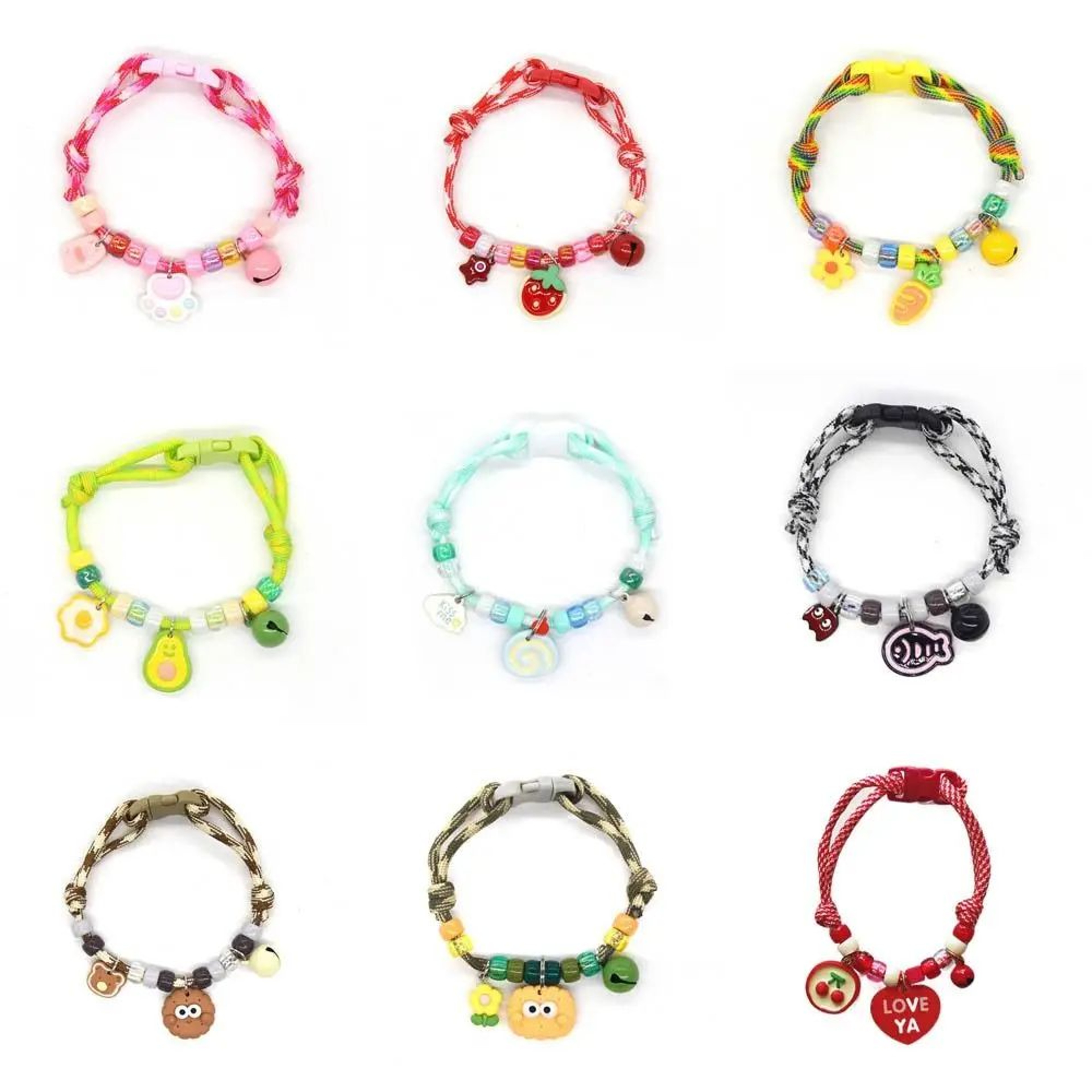 Colorful Braided Pet Collar With Bell 2
