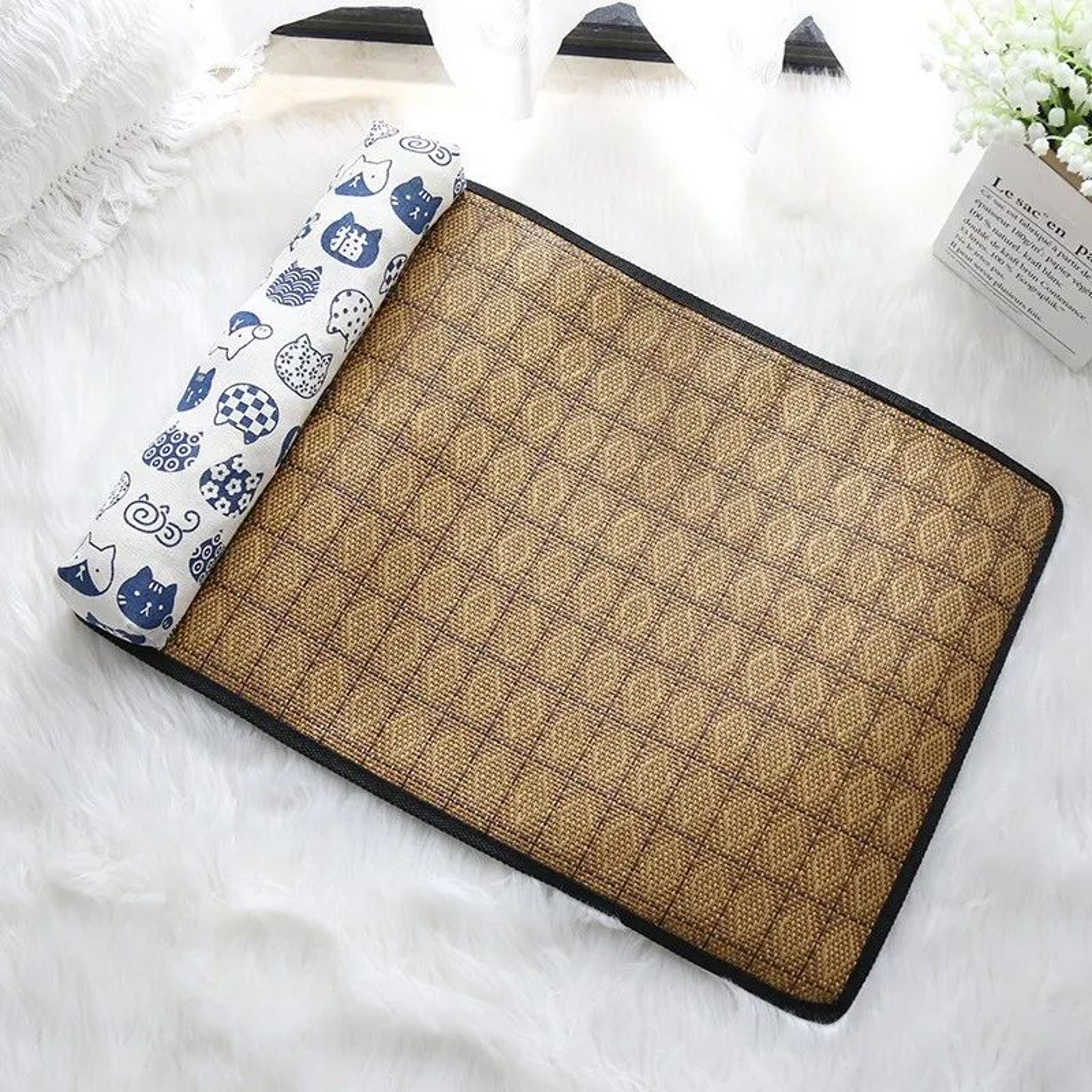 Natural Cooling Rattan Pet Bed Mat 16
