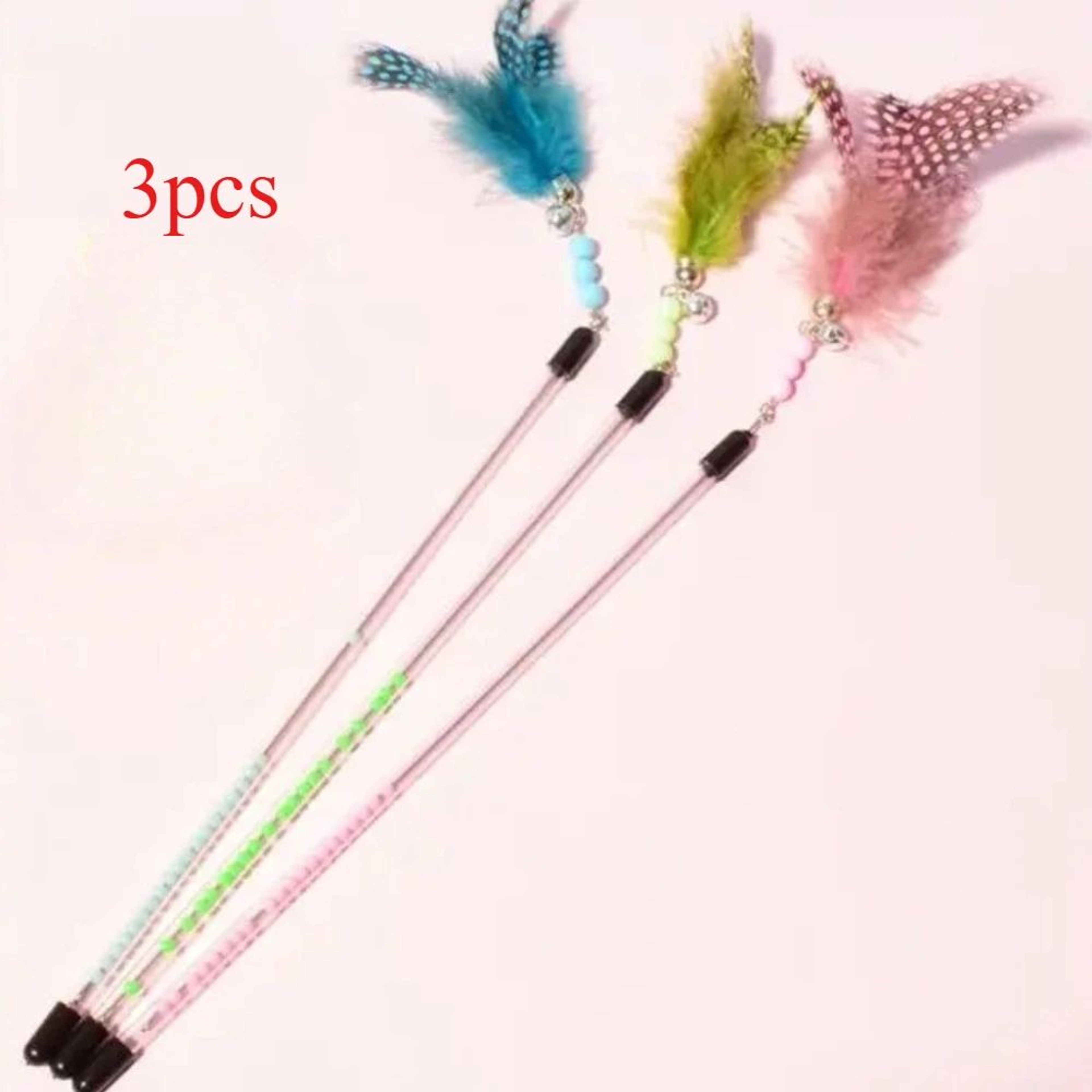 Retractable Feather Teaser Wand Cat Toy Set 6