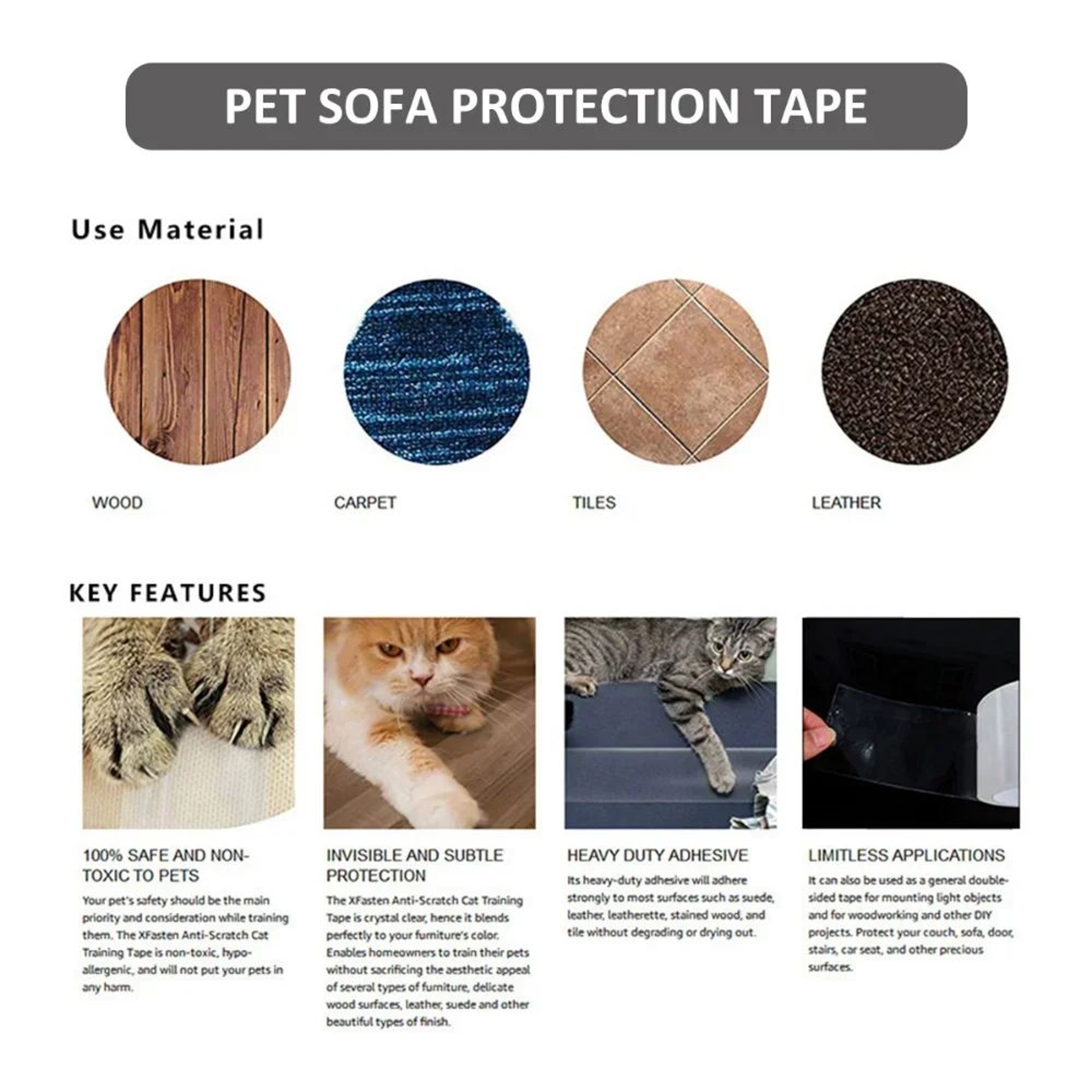 Transparent Cat Scratch Deterrent Training Tape 4