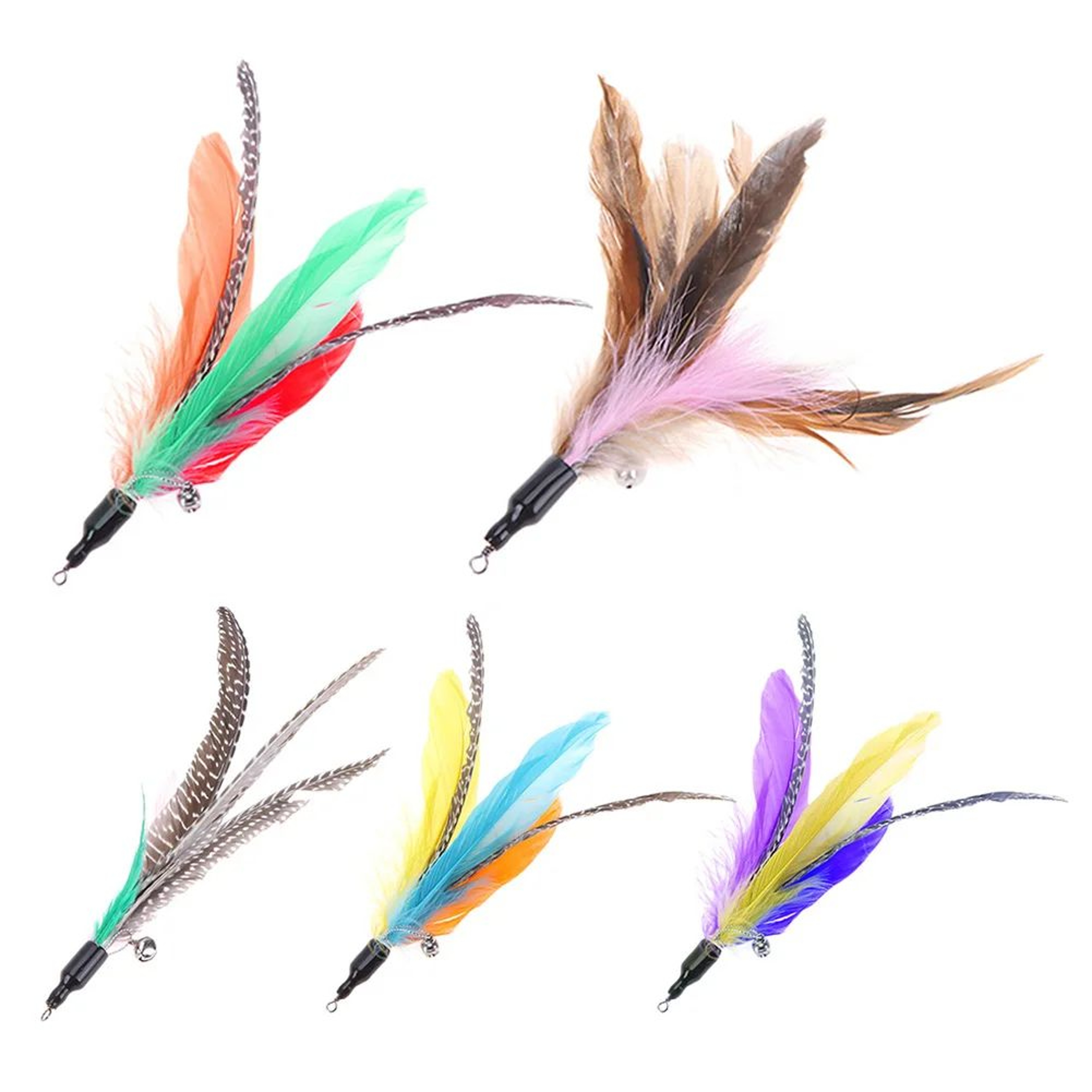 Colorful Feather Replacement Cat Wand Toy Set 6
