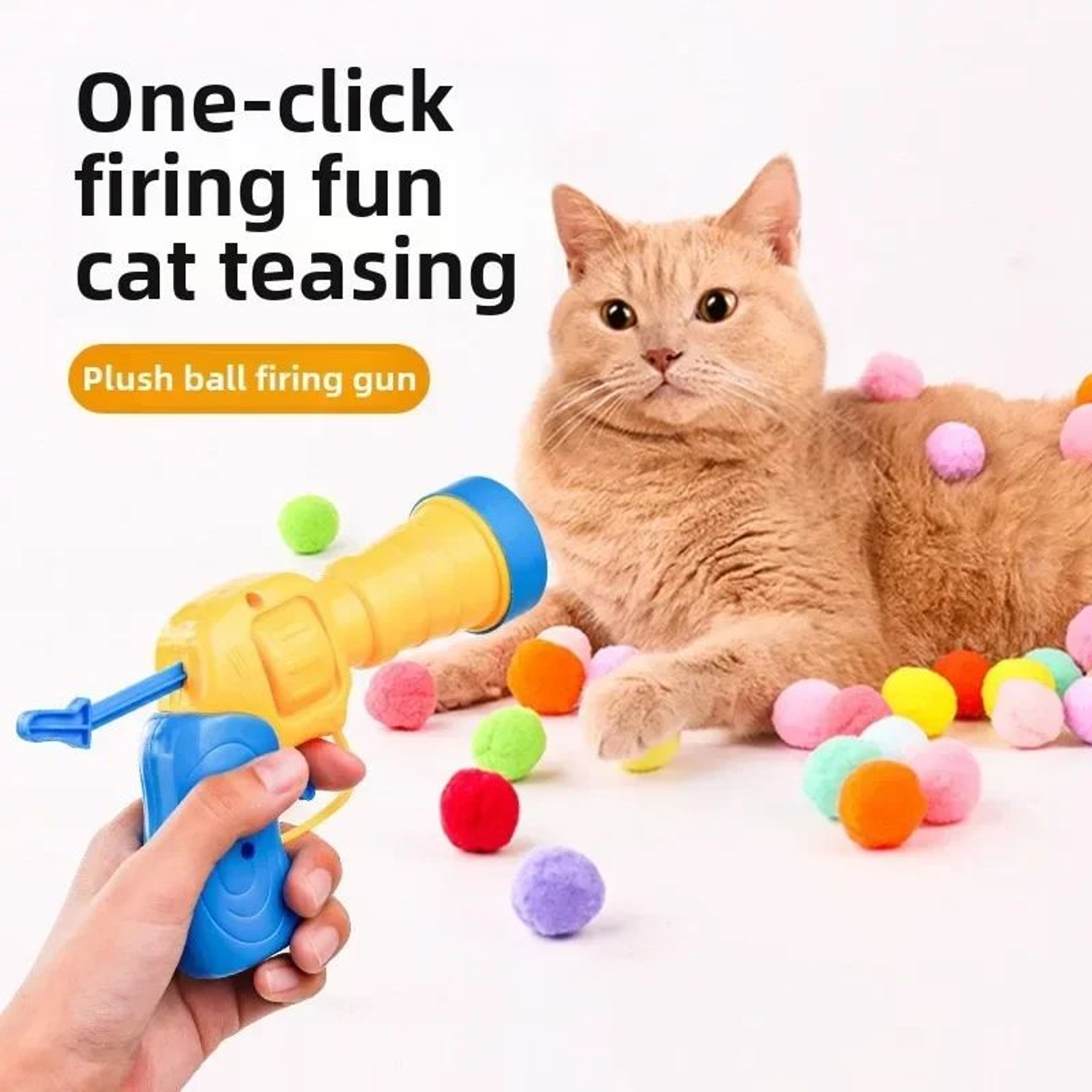 Interactive Cat Ball Launcher Toy Gun With Silent Plush Balls 5